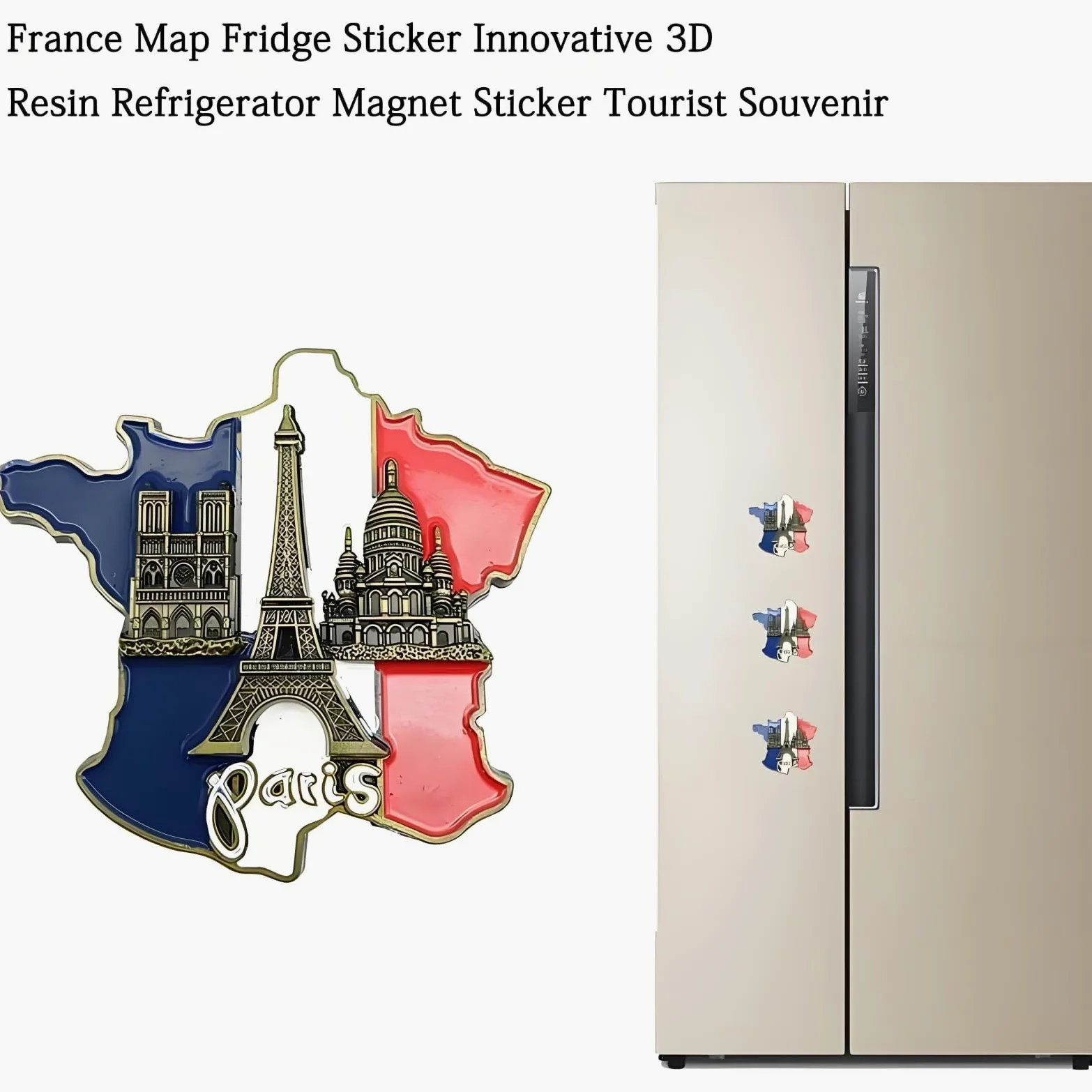 Francja 3D magnesy na lodówkę – dekoracyjne magnesy z żywicy z wieżą Eiffla i Notre-Dame (pamiątki podróżne)