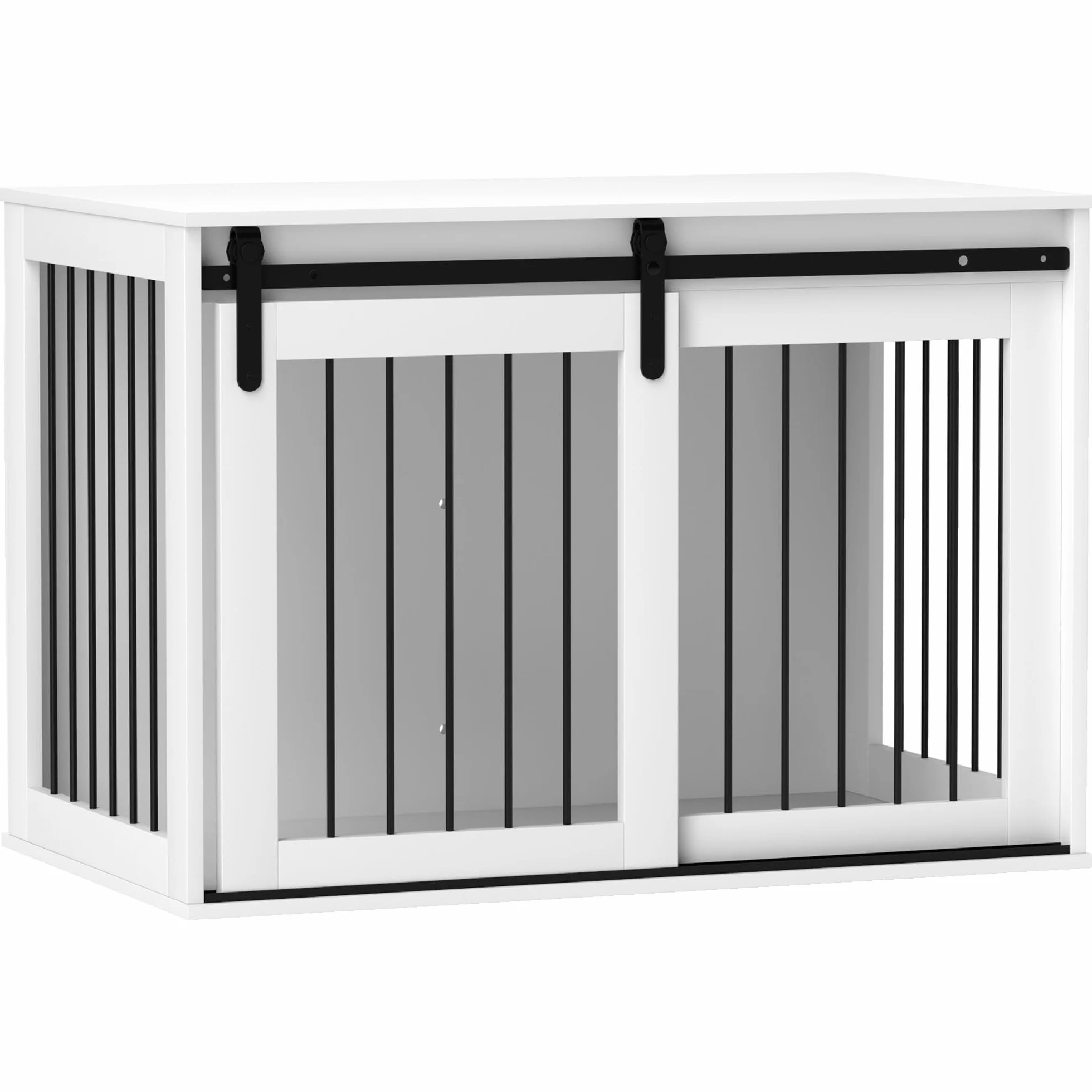 PawHut Klatka dla psa metalowa z zamykanymi drzwiami przesuwnymi 98x58x61 cm biała