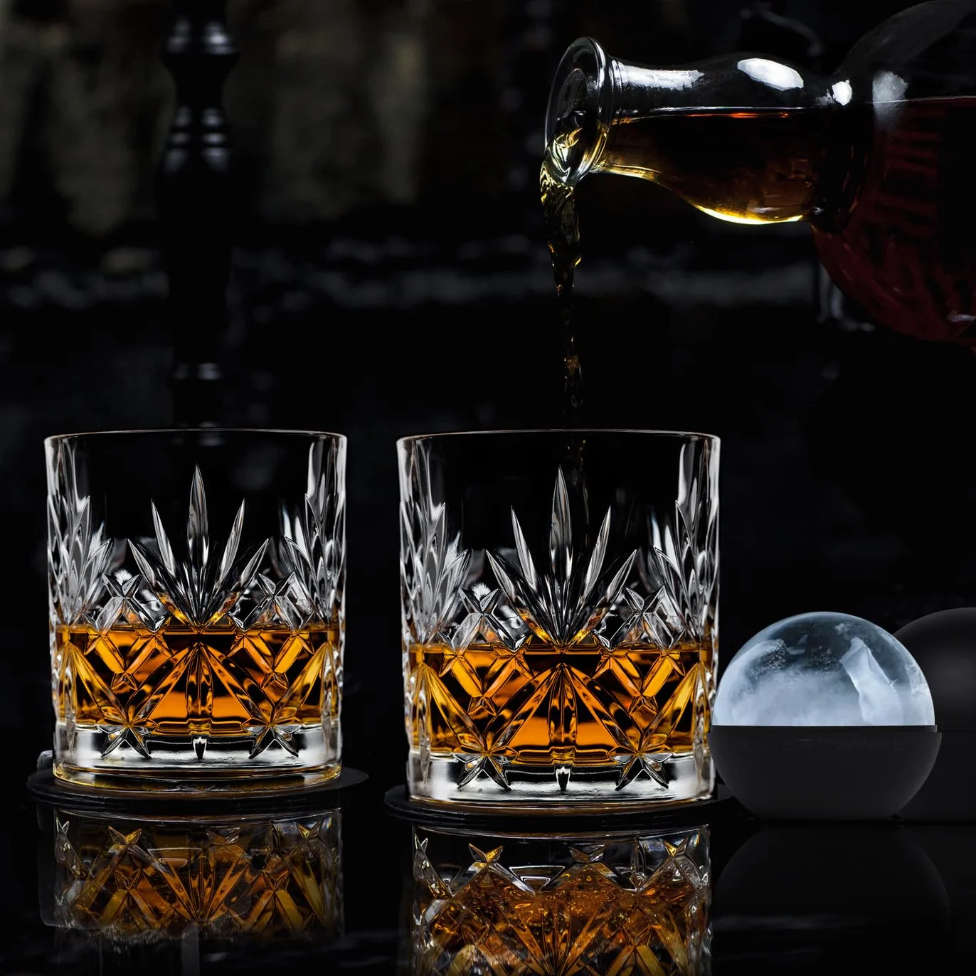 FLOW Barware Zestaw 2 szklanek do whisky, kryształowe kieliszki do whisky, prezent dla mężczyzn, idealny do Szkocji, Bourbon Gin & Tonic, Negroni, Rum