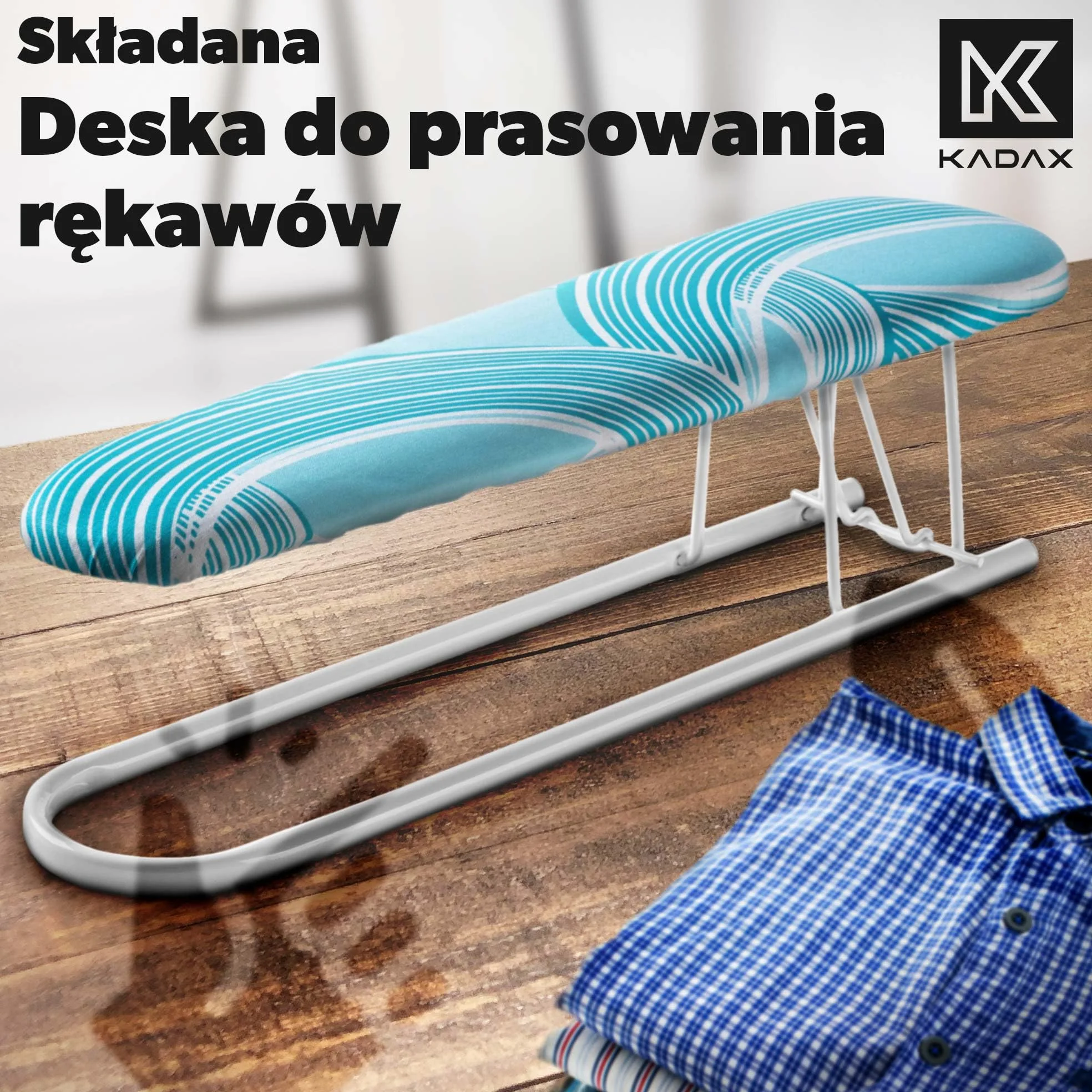 KADAX Rękawnik do prasowania 53 x 13 cm do rękawów koszul i bluzek, z podkładem piankowym 5 mm i zdejmowanym pokrowcem, składany, oszczędza miejsce po złożeniu