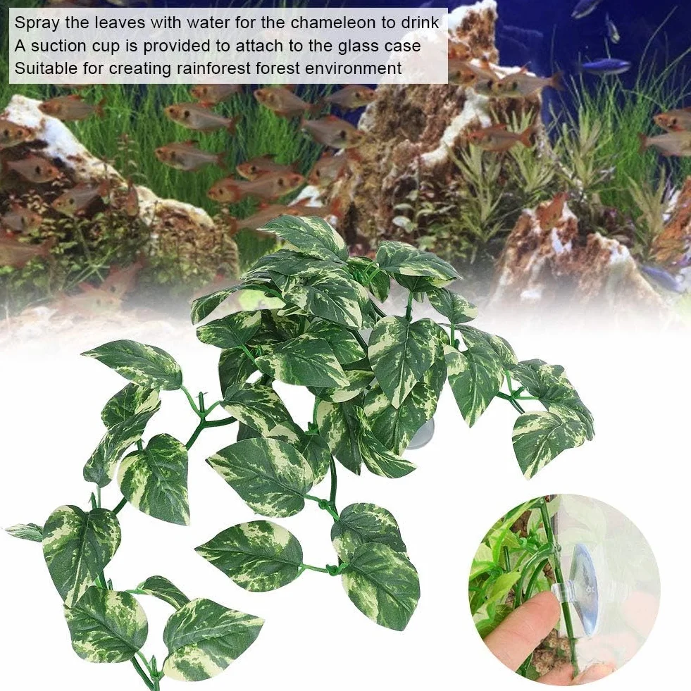 Lasy deszczowe Rośliny Terrarium Jaszczurka Habitat Decor Akcesoria Gad winorośli Sztuczne sztuczne liście Terrarium Habitat Decor dla kameleona, jaszczurki, gekona, węża, iguany