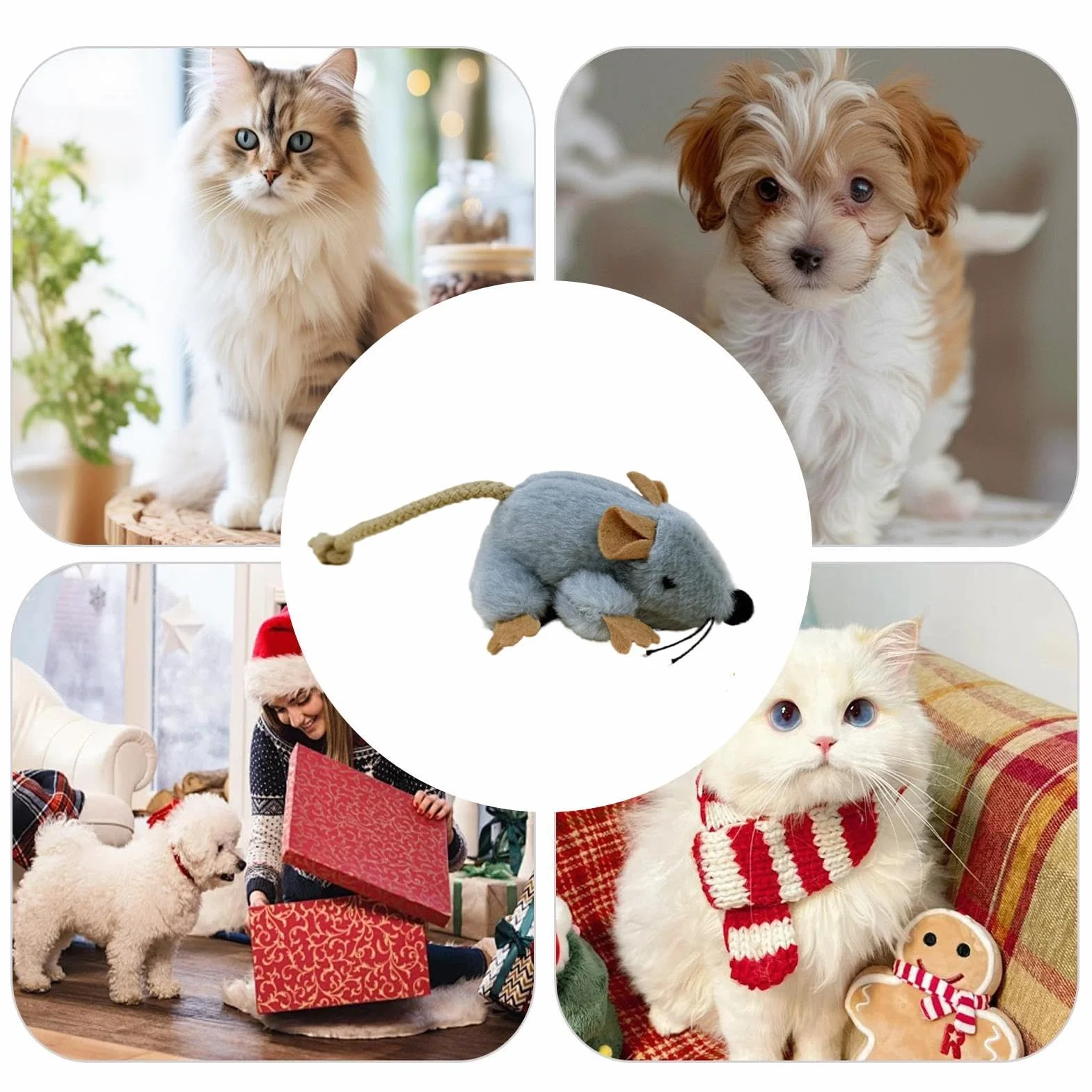 Plush Cat Mouse Toy, realistyczny ruchomy ogon, interaktywny rozmiar, system stymulacji zwierząt domowych, miękki materiał, akcesoria do wzbogacenia kota, wewnątrz i na zewnątrz, do użytku na