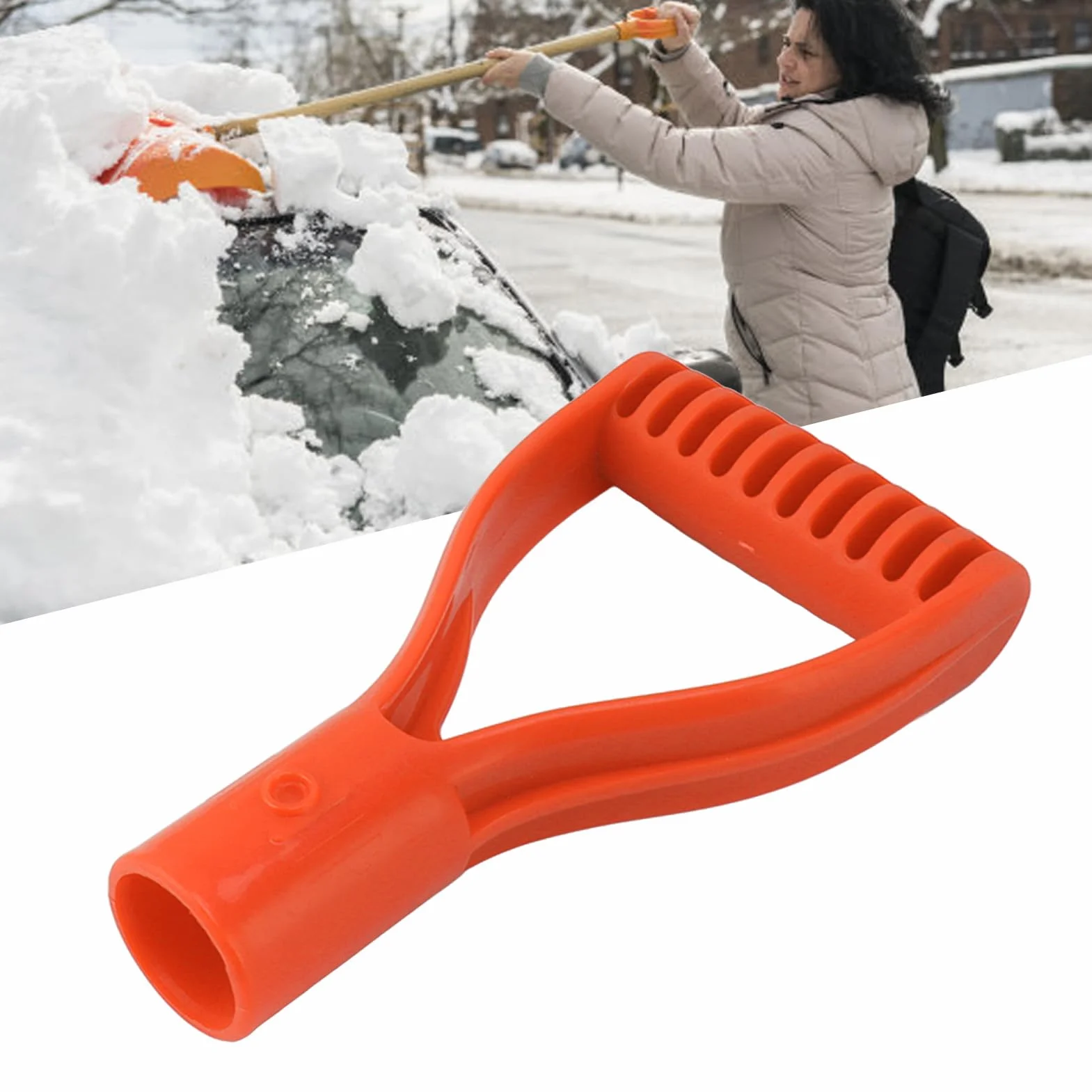 Uchwyt łopaty Łopata Śrubowy Uchwyt Antypoślizgowy Zamiennik 32 Mm Plastik do łopaty Łopaty Ogrodowe (ORANGE)