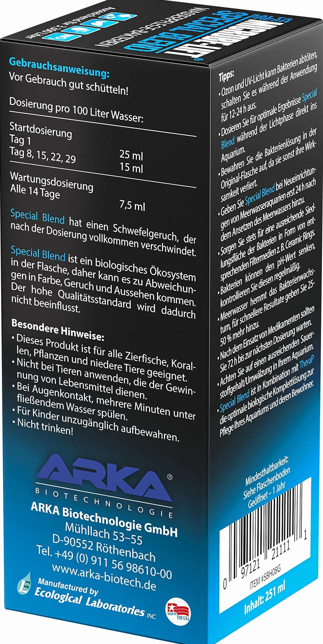 MICROBE-LIFT Special Blend – wysoce aktywne bakterie do akwarium słodkiej i morskiej, 251 ml