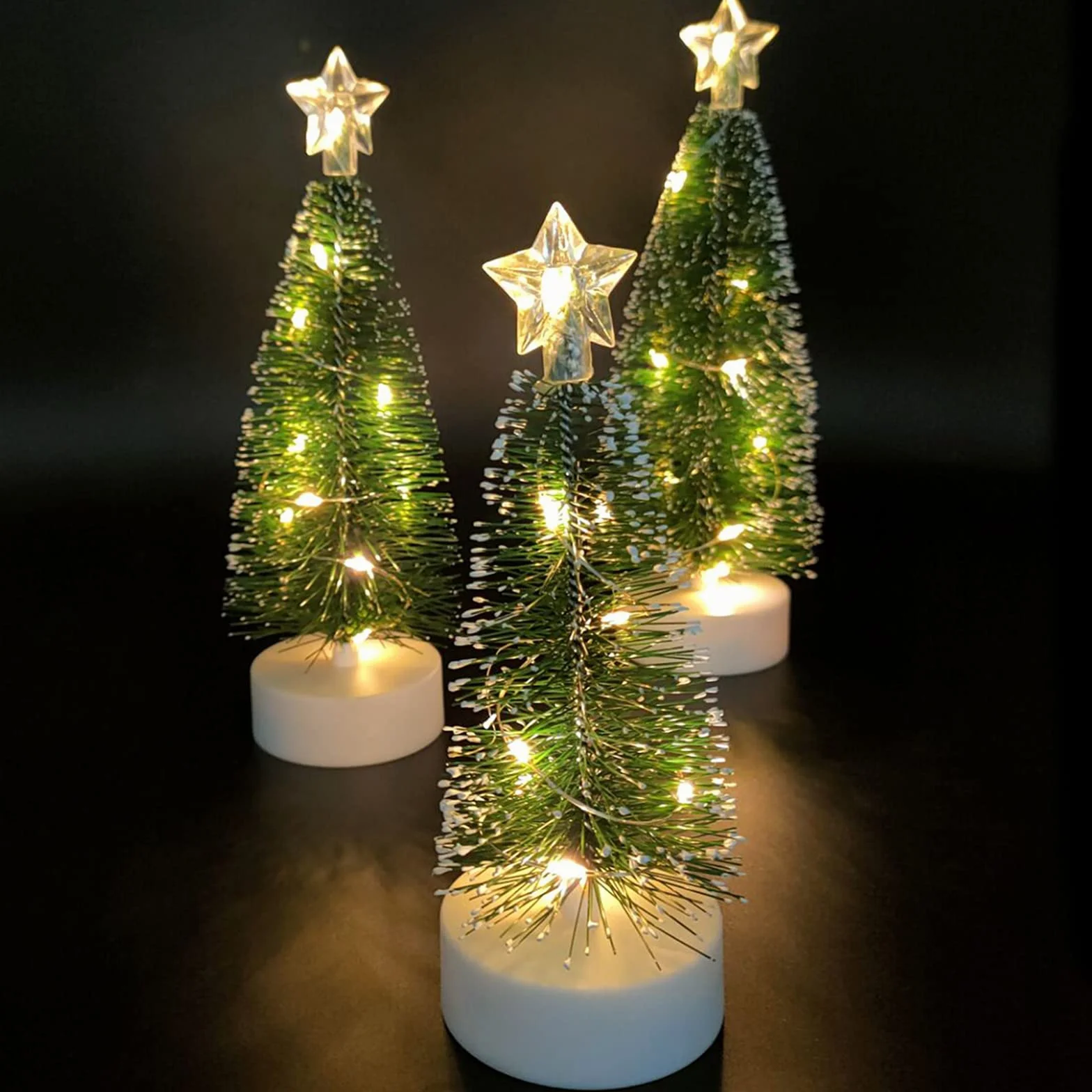 3 sztuki mini choinka na stół z lampkami, sztuczna mini choinka świąteczna z oświetleniem LED, dekoracja świąteczna na przyjęcie, miniaturowe ozdoby stołowe, dekoracja do domu i biura, mini choinka na