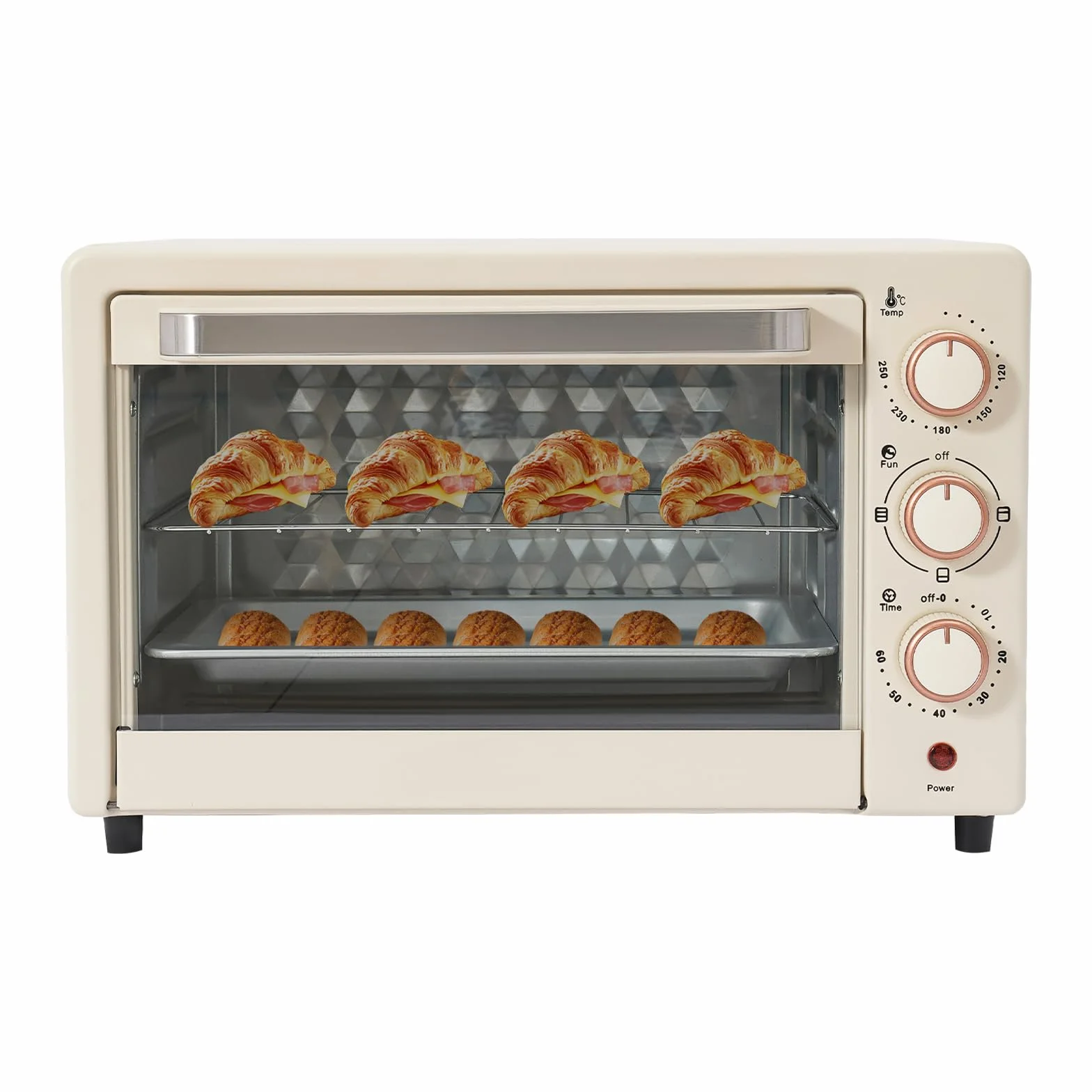 Mini piekarnik, 22 l, 1000 W, z patelnią do grillowania i rusztem do grillowania, mini piekarnik do pizzy z regulacją temperatury (120°C-250°C), 4 rury grzewcze, mini piekarnik na imprezy, dla rodzin