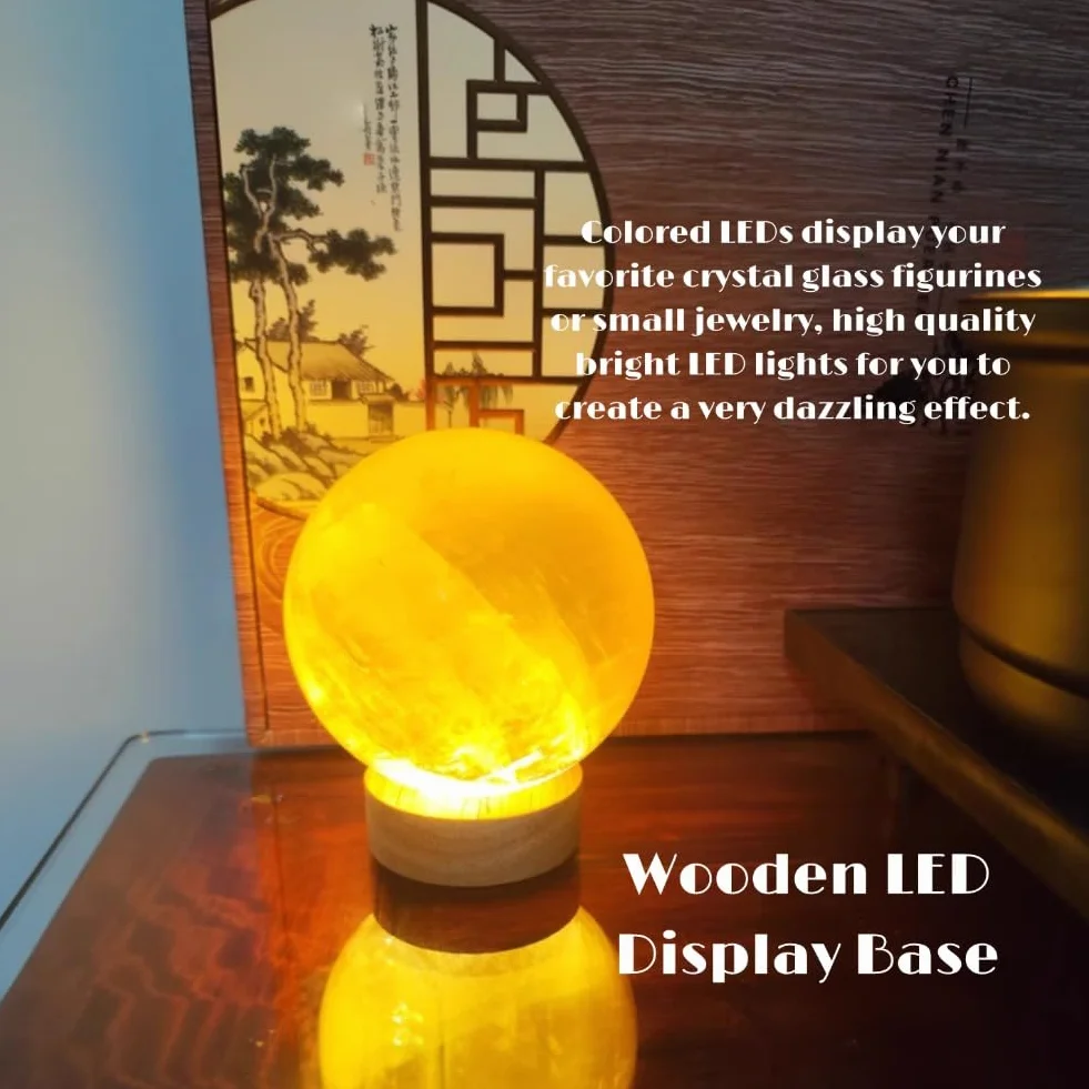 Kryształowa Podstawa Lampy LED Obrotowa Dotykowa 3D Art Stojak Wystawowy USB
