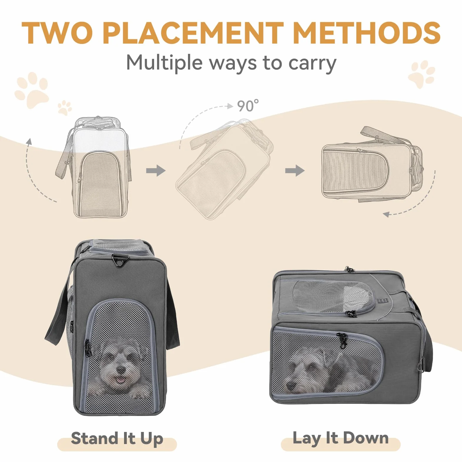 Petsfit Torba transportowa dla psa 55x40x23 cm L szara