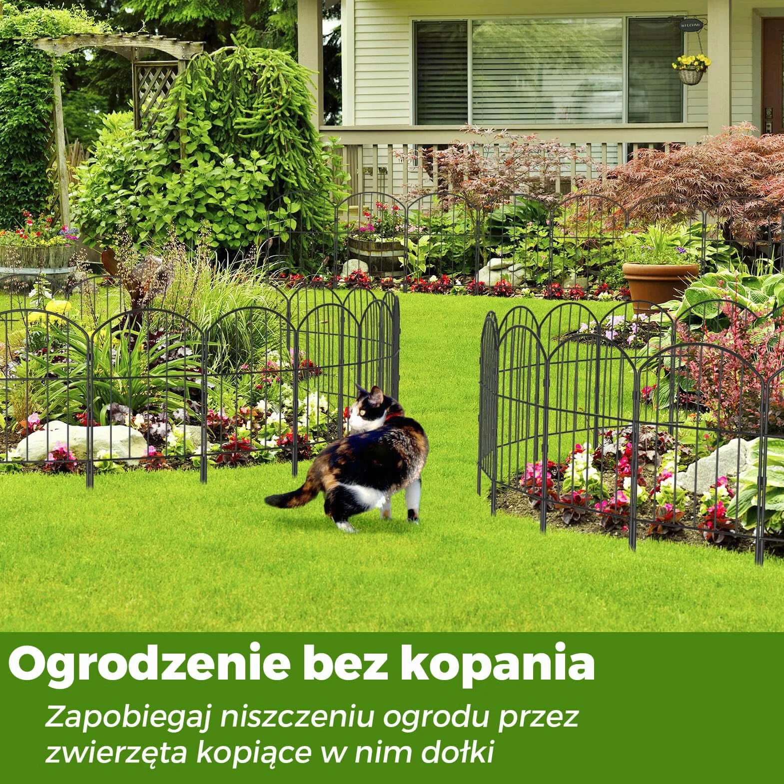 Ogrodzenie ogrodowe, 10 sztuk, kompletny zestaw dekoracyjny, metalowy płot wtykowy, łuk, płot ogrodowy, metalowe elementy ogrodzenia, ogrodzenie dla psów (łuk górny-B)