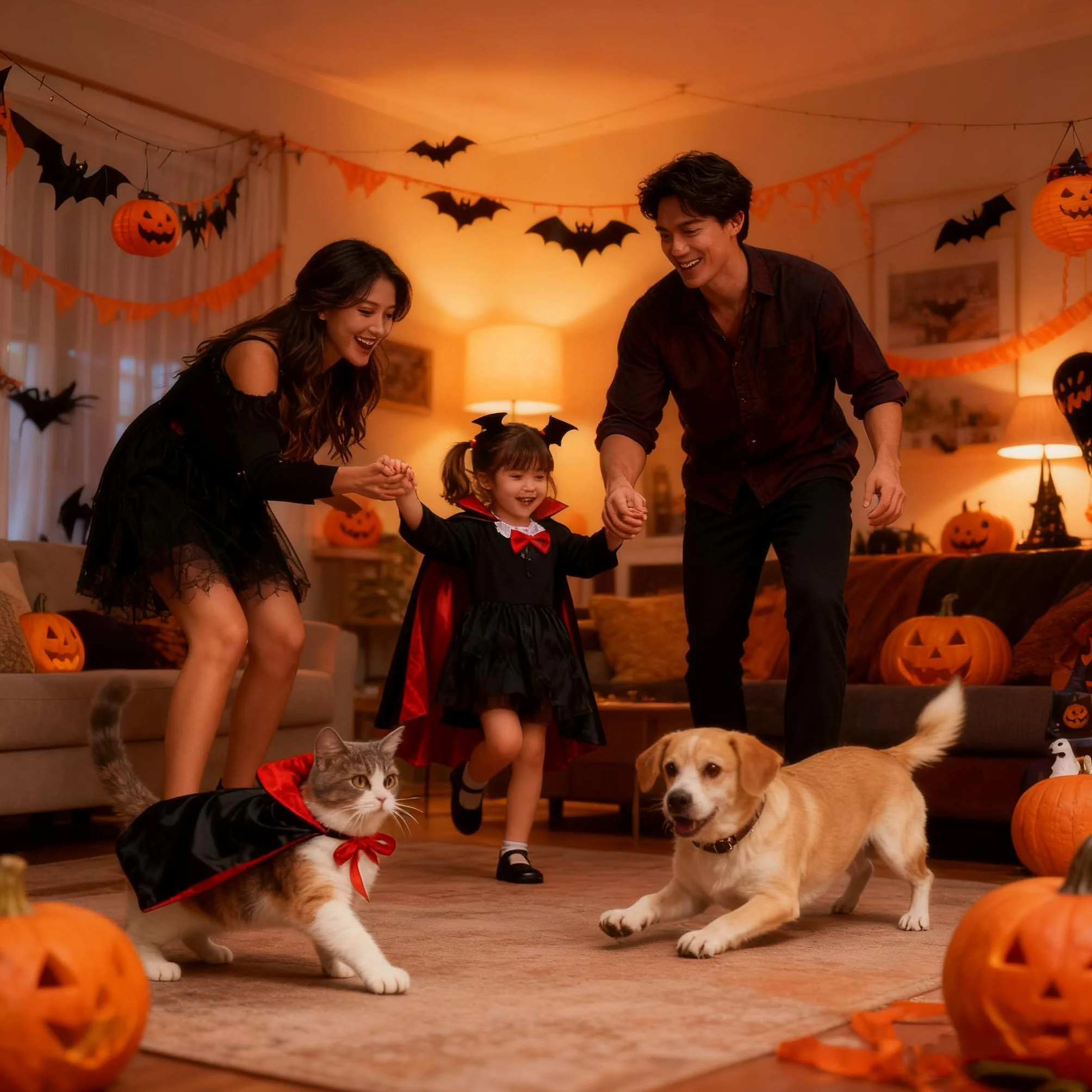 Kostium kota na Halloween, peleryna dla zwierząt z kapeluszem