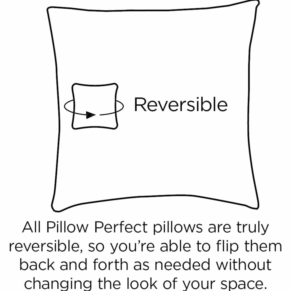 Pillow Perfect Poduszka do krzesło, w paski, pikowane na wiklinowe meble, wewnątrz/na zewnątrz, odporna na warunki atmosferyczne i blaknięcie, 48 cm x 48 cm, niebieski, jasnobrązowy, (dina), 2 szt.