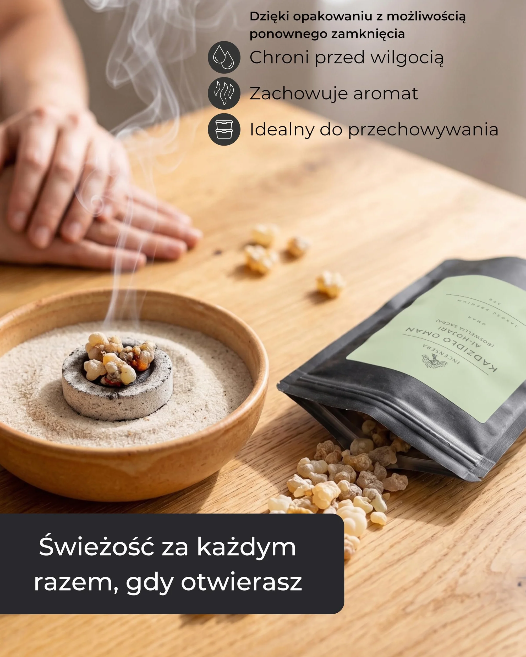 Incensera Kadzidło Oman 50 g – żywica palenia i oczyszczania z negatywnej energii, wysokiej jakosci kadzidełko, idealne do oczyszczenia domu