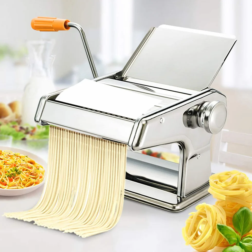 Maszyna do Robienia Makaronu, Krajalnica do Makaronu ze Stali Nierdzewnej, Ręczna Maszyna do Makaronu 3 w 1, Maszyna do Makaronu Rolkowego do Makaronu Tagliatelle ze Spaghetti Lasagna