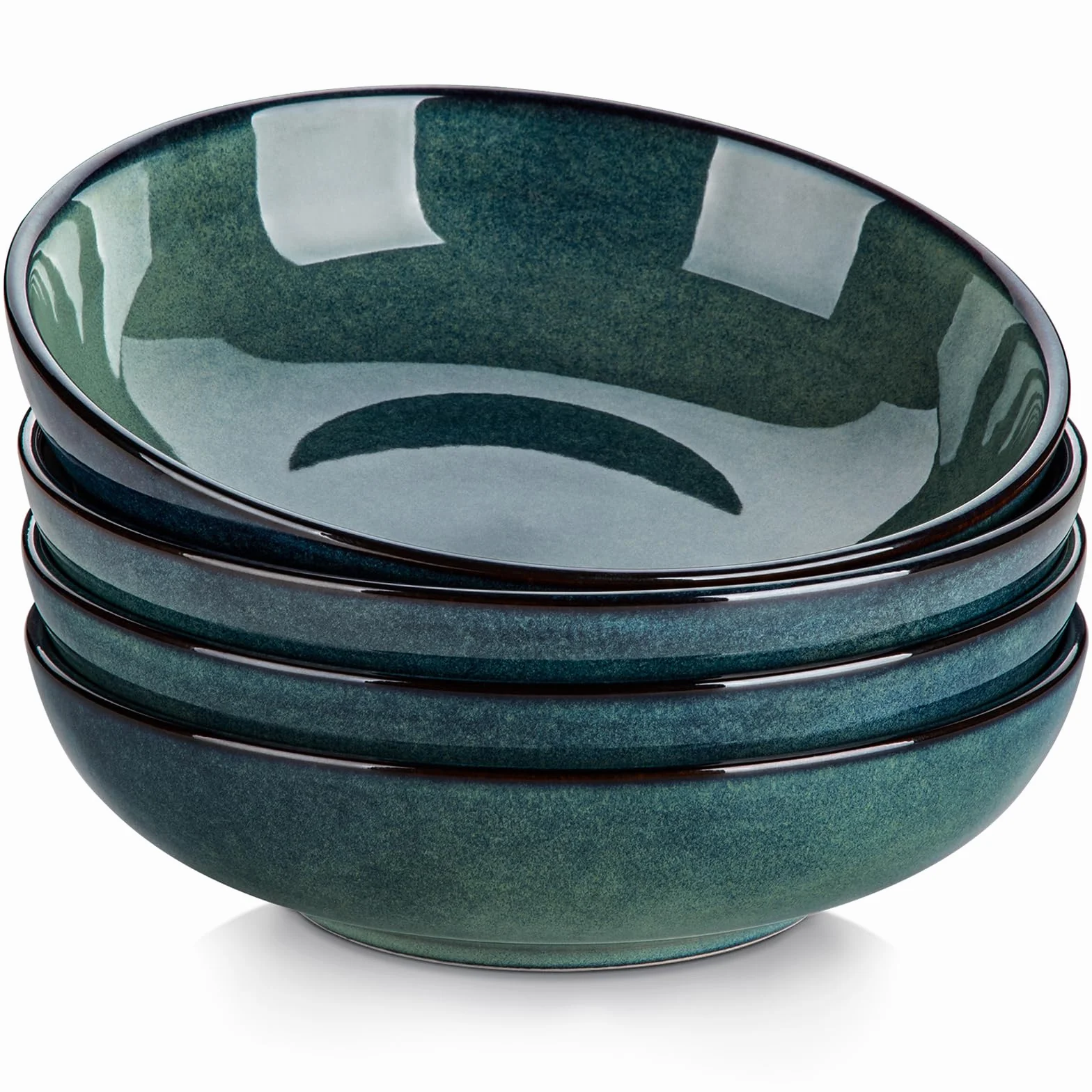 vancasso Stern 1100 ml, zestaw ceramicznych misek do makaronu, duże miski sałatkowe do serwowania, miseczki do zupy bezpieczne dla mikrofalówki, zestaw 4, zielone miseczki z kamionki