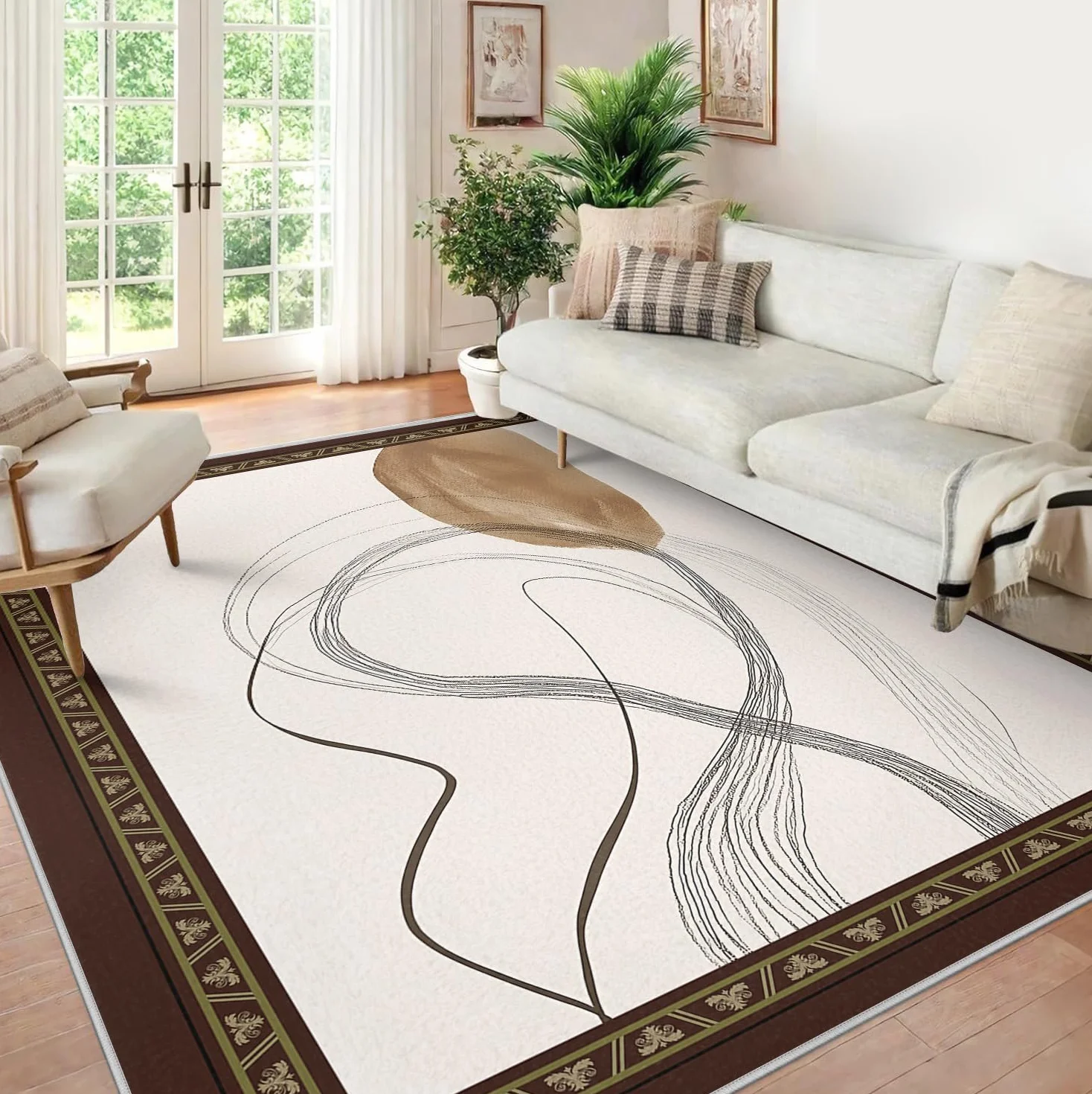 Minimalistyczne zmywalne i miękkie antypoślizgowe dywaniki 200 x 300 cm abstrakcyjne linie i kolorowe klocki Dywan wewnętrzny o niskim włosie i nieodłączony do salonu