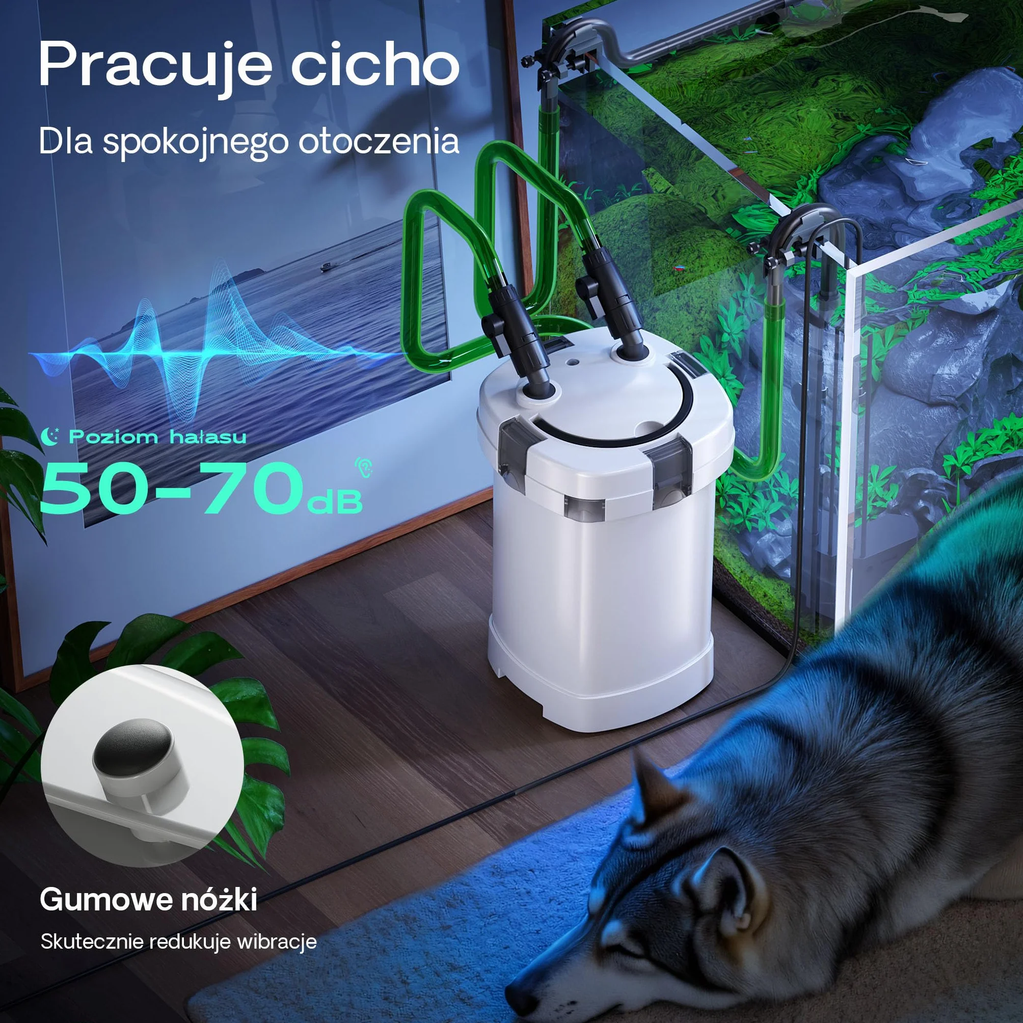 SunSun HW-504A Filtr zewnętrzny do akwarium 400 l 800 l/h 4-stopniowa filtracja biologiczna