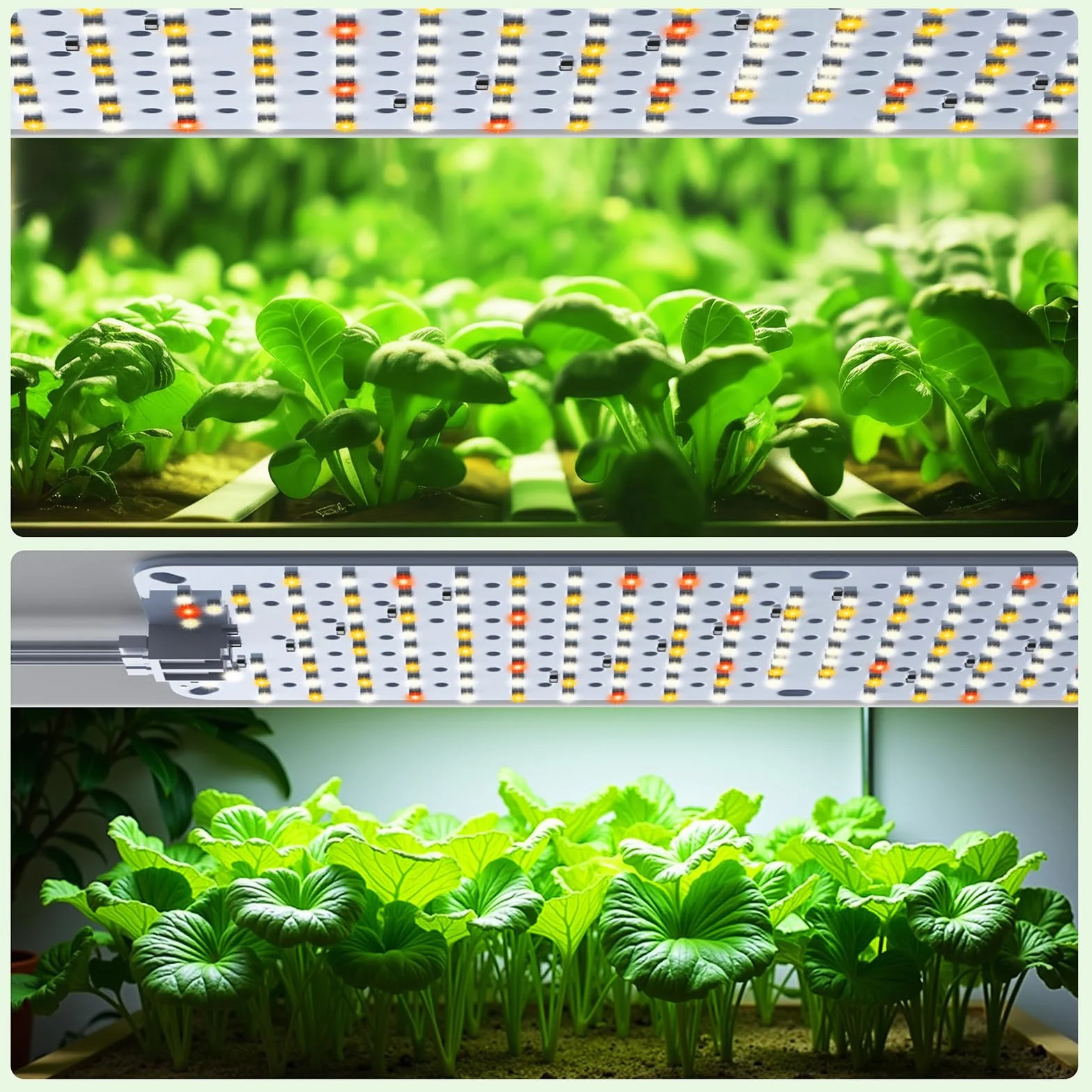 Zestaw 5 lamp LED do roślin, 60 W, 960 diod LED, pełne spektrum światła do roślin pokojowych, panel roślin z funkcją Daisy-Chain, timer 4/8/12h, lampa do uprawy roślin i kwiatów