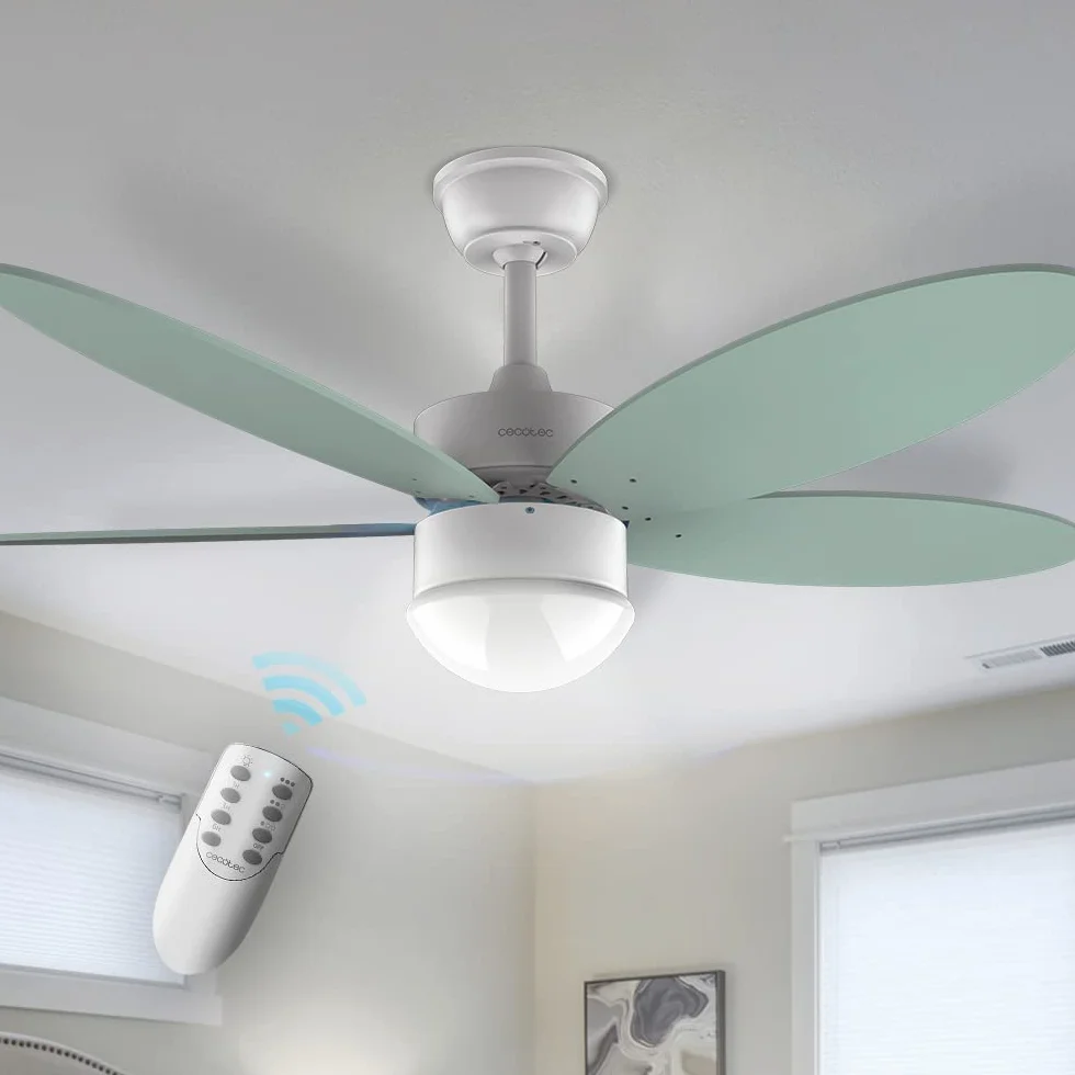Cecotec Wentylator sufitowy z energią Aero 4260 Mint. 40 W, silnik DC, średnica 42" z 5 odwracalnymi ostrzami, światło LED, pilot zdalnego sterowania, timerem, 6 prędkości