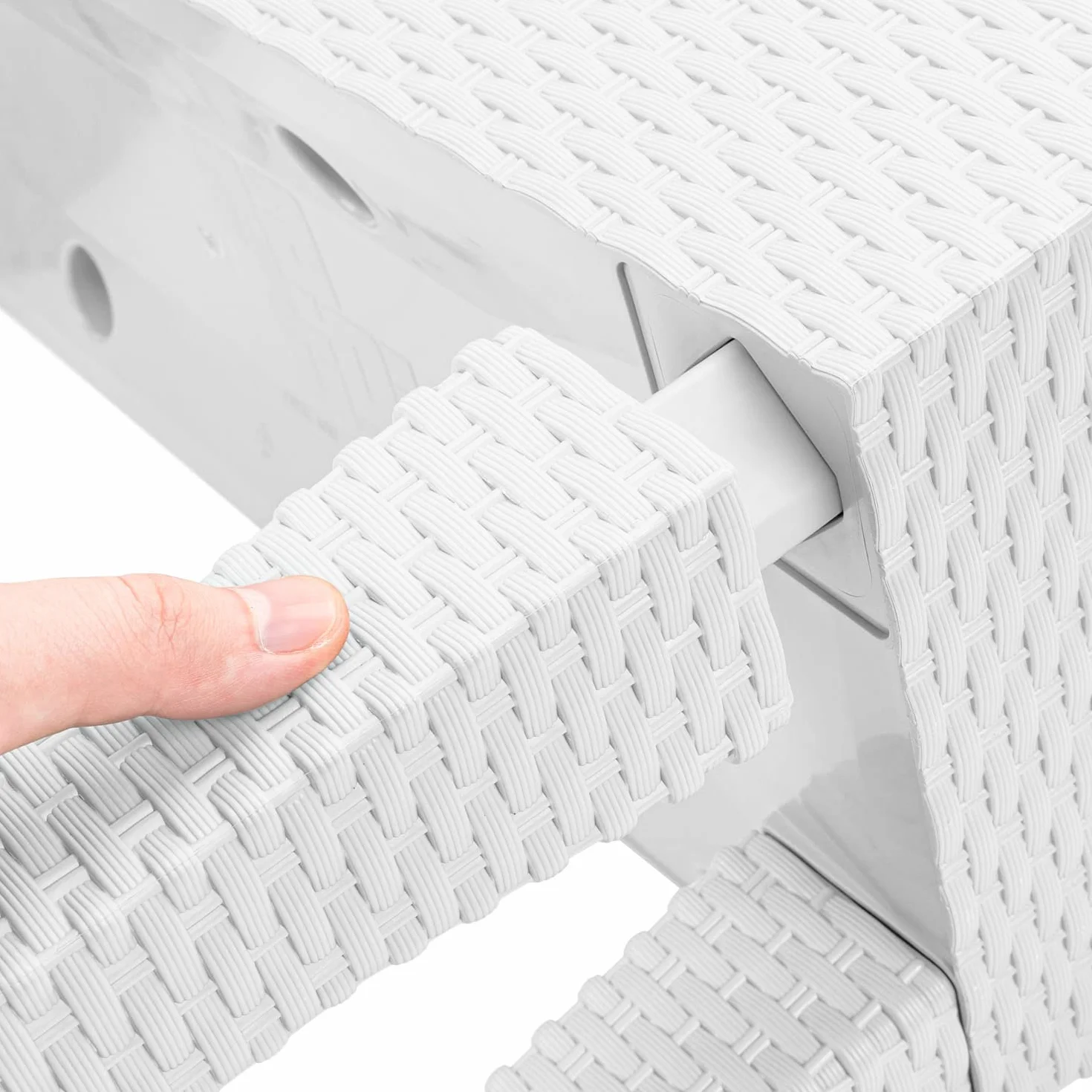 PAFEN 2 x doniczka na kwiaty z nóżkami – 595 x 240 x 460 mm – donica na rośliny, imitacja rattanu, wskaźnik poziomu wody, skrzynka balkonowa, skrzynka na rośliny, kolor biały