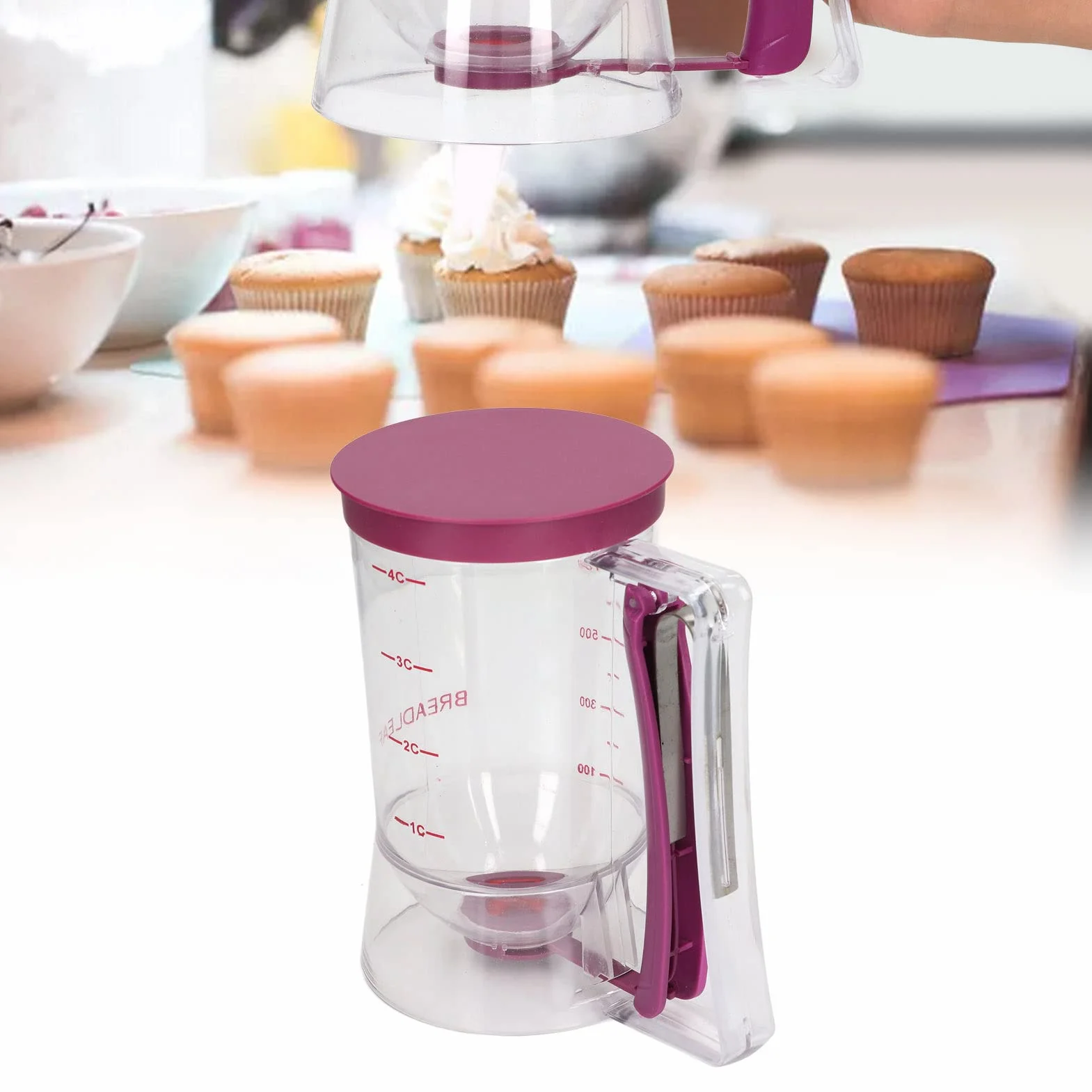 Dozownik Ciasta 900ml z Szerokimi Ustami do Precyzyjnego Dawkowania Ciasto do Babeczek, Naleśników, Gofrów Wypiekacz Domowy dla Piekarnika, Małe Kuchnie, Zdrowe Śniadania