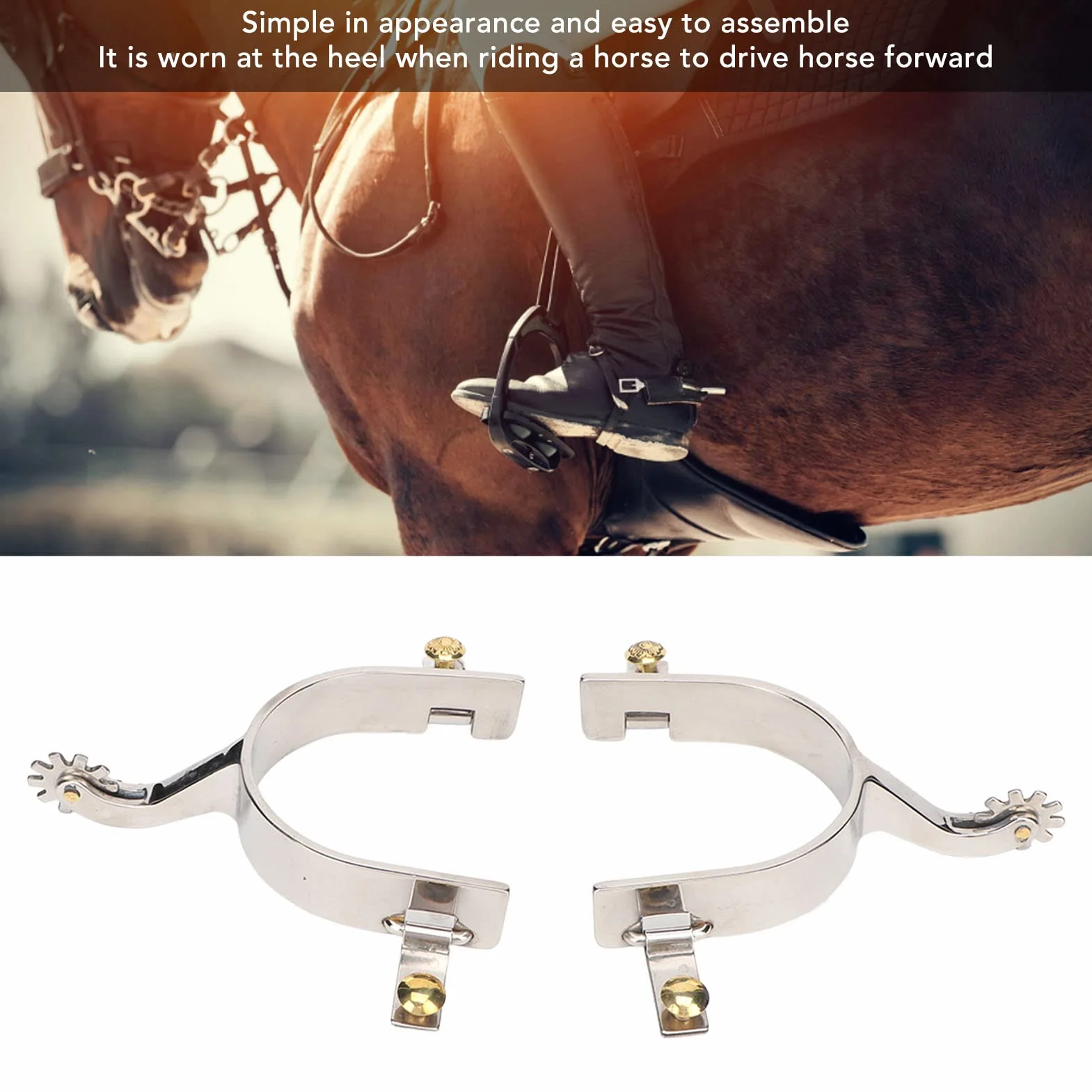 Focket Western Cowboy Spurs, 2 szt. wykwintnych ostróg konnych ze stali nierdzewnej z obrotowym sprzętem, retro doskonałe wykonanie, metalowe steampunkowe ostrogi do butów dla entuzjastów jazdy konnej