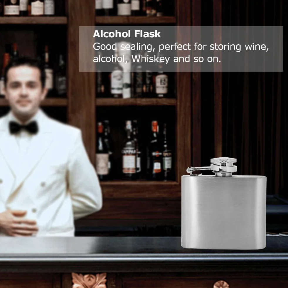 Termosy Na Alkohol Dla Mężczyzn, Przenośna Termos Z Lejkiem Butelka Do Whisky Mała Piersiówka Ze Stali Nierdzewnej Elegancka Piersiówka Na Podróż, Na Kemping(2oz)