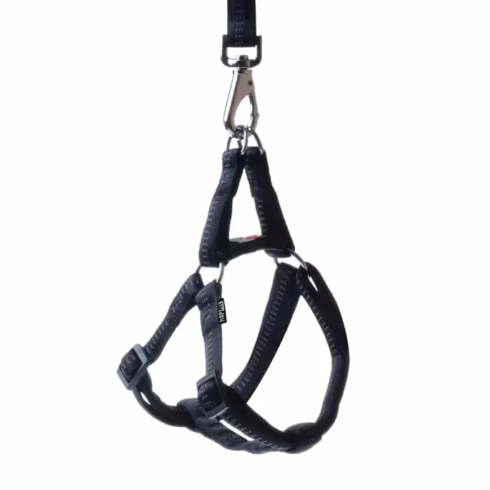 HAPPET Soft Style szelki dla psa L regulowane 34–59 cm odblaskowe nylonowe czarne