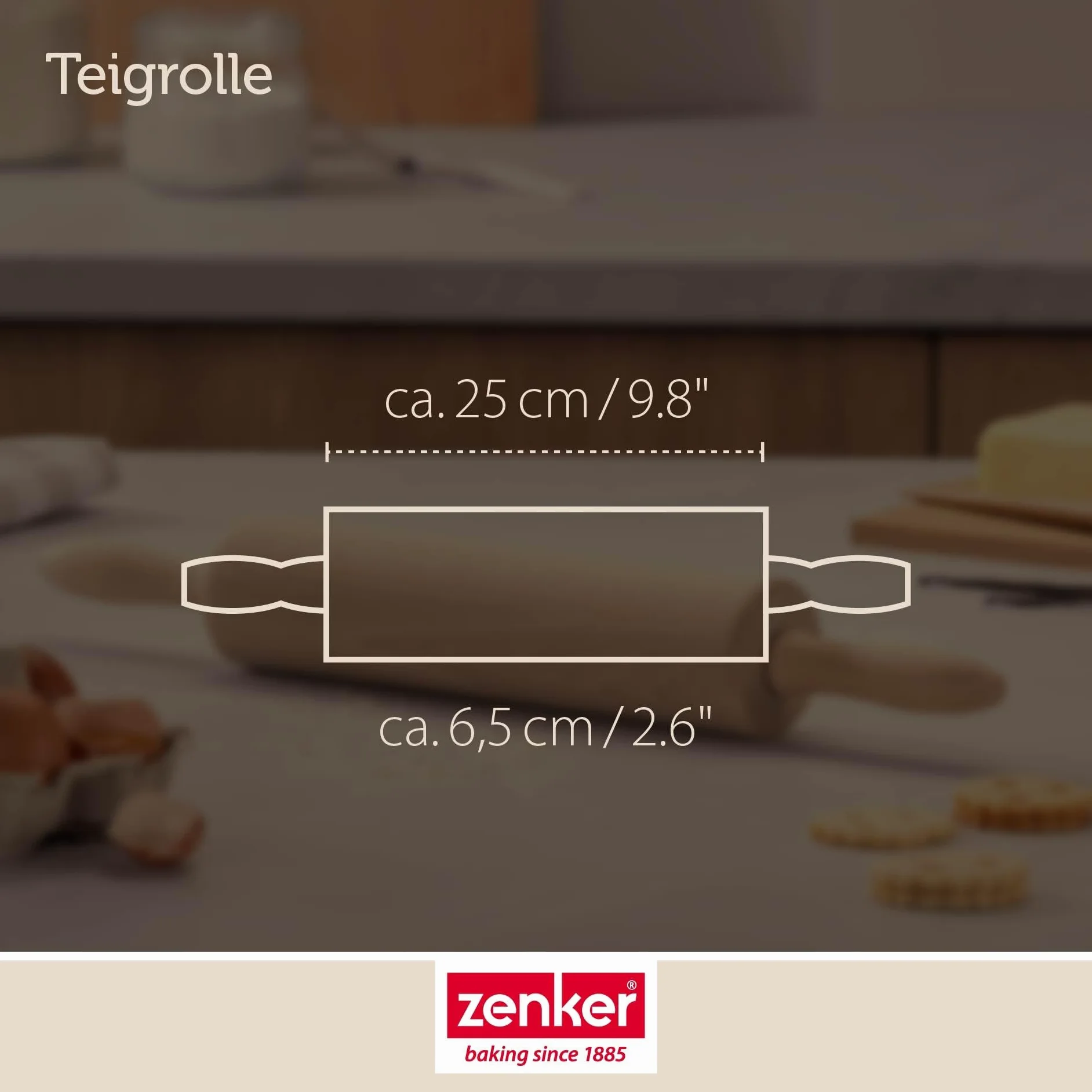 Zenker Wałek do Ciasta Patisserie, Wałek do Makaronu Jako Akcesoria do Pieczenia, Wałek do Pieczenia z Drewna z Łożyskiem Kulkowym (Kolor: Brązowy), Ilość: 1 Sztuka