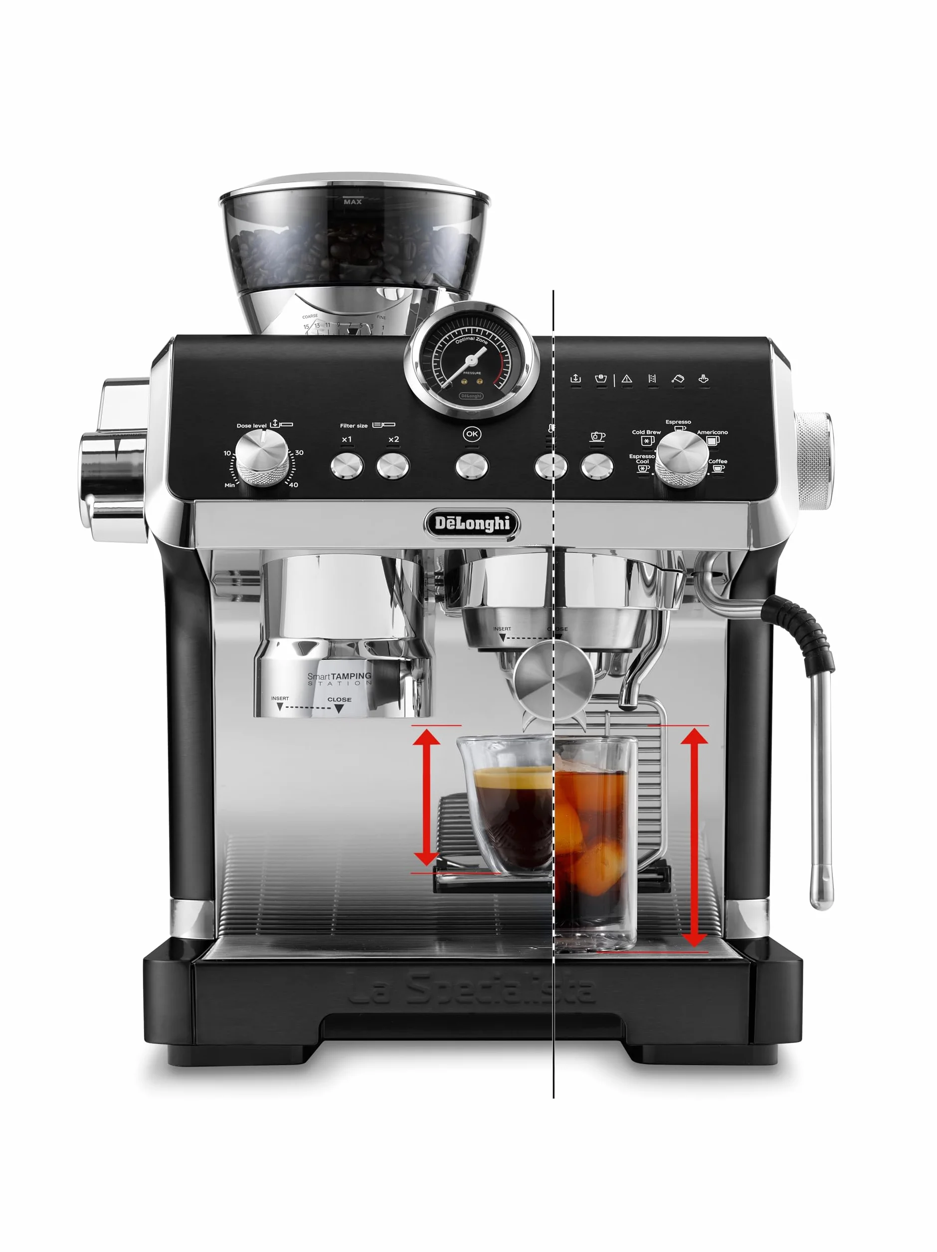 De'Longhi La Specialista Opera EC9555.BK ekspres do kawy espresso z Cold Brew i Espresso Cool, profesjonalny spieniacz do mleka, technologia mielenia czujników, w zestawie zestaw baristy, 1550 W,