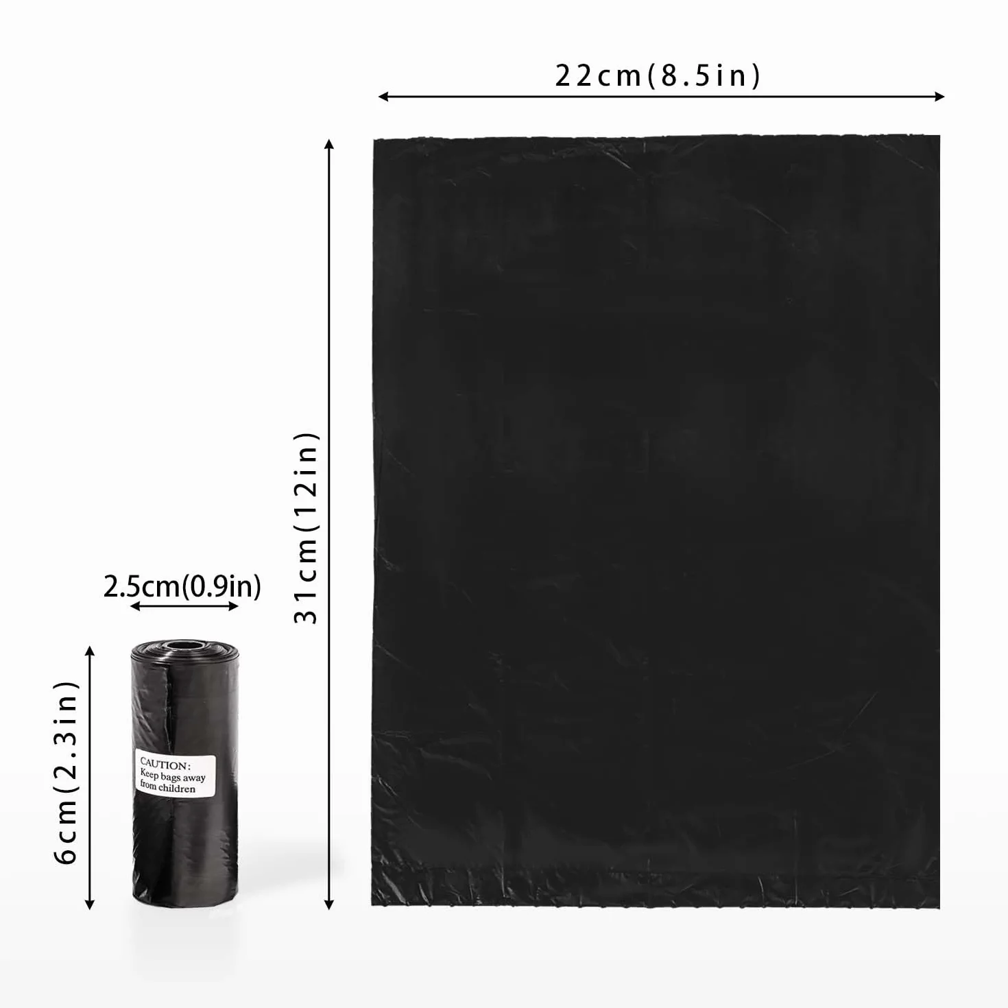 AiTodos® 300 sztuk Worki na Psie Odchody 31x22cm Polietylenowe Bardzo Grube 20 Rolek Czarny