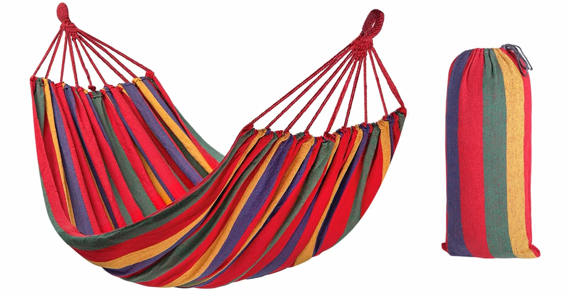 Rea - Tutumi 480142B Hamak 1 osobowy Czerwony, idealny do wypoczynku w ogordzie - 265X90X1CM
