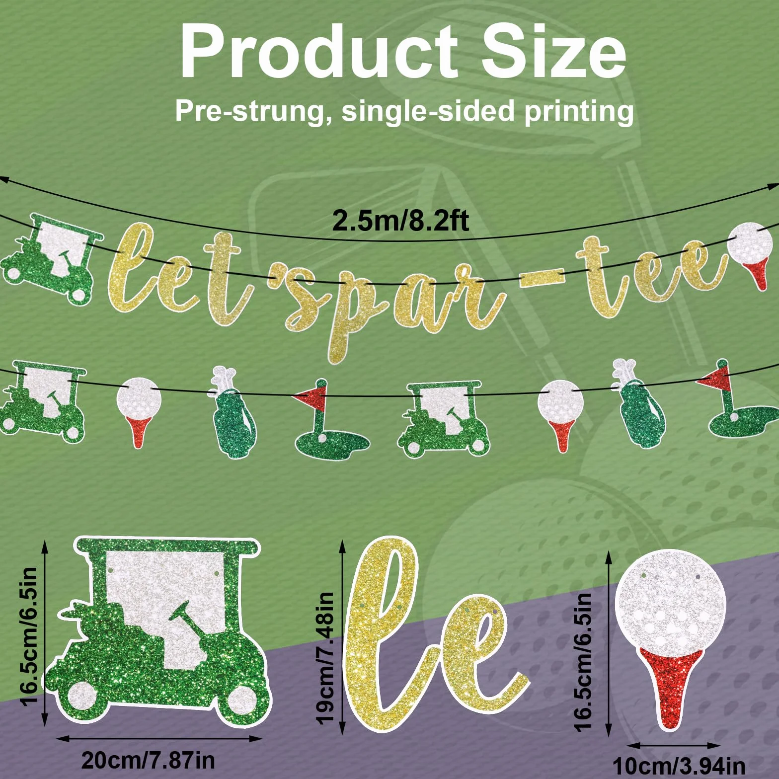 Baner Let's Par Tee, Wstępnie Rozciągnięty Dekoracje na Imprezy Golfowe Girlanda Dekoracje Wiszące Rekwizyty do Zdjęć na Urodziny Baby Shower Emeryturę Lub Imprezy o Tematyce Sportowej