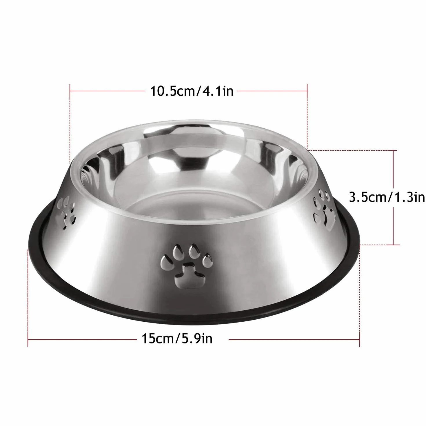 2 sztuki miski ze stali nierdzewnej dla kota, antypoślizgowa miska dla zwierząt domowych (XS-15 cm)