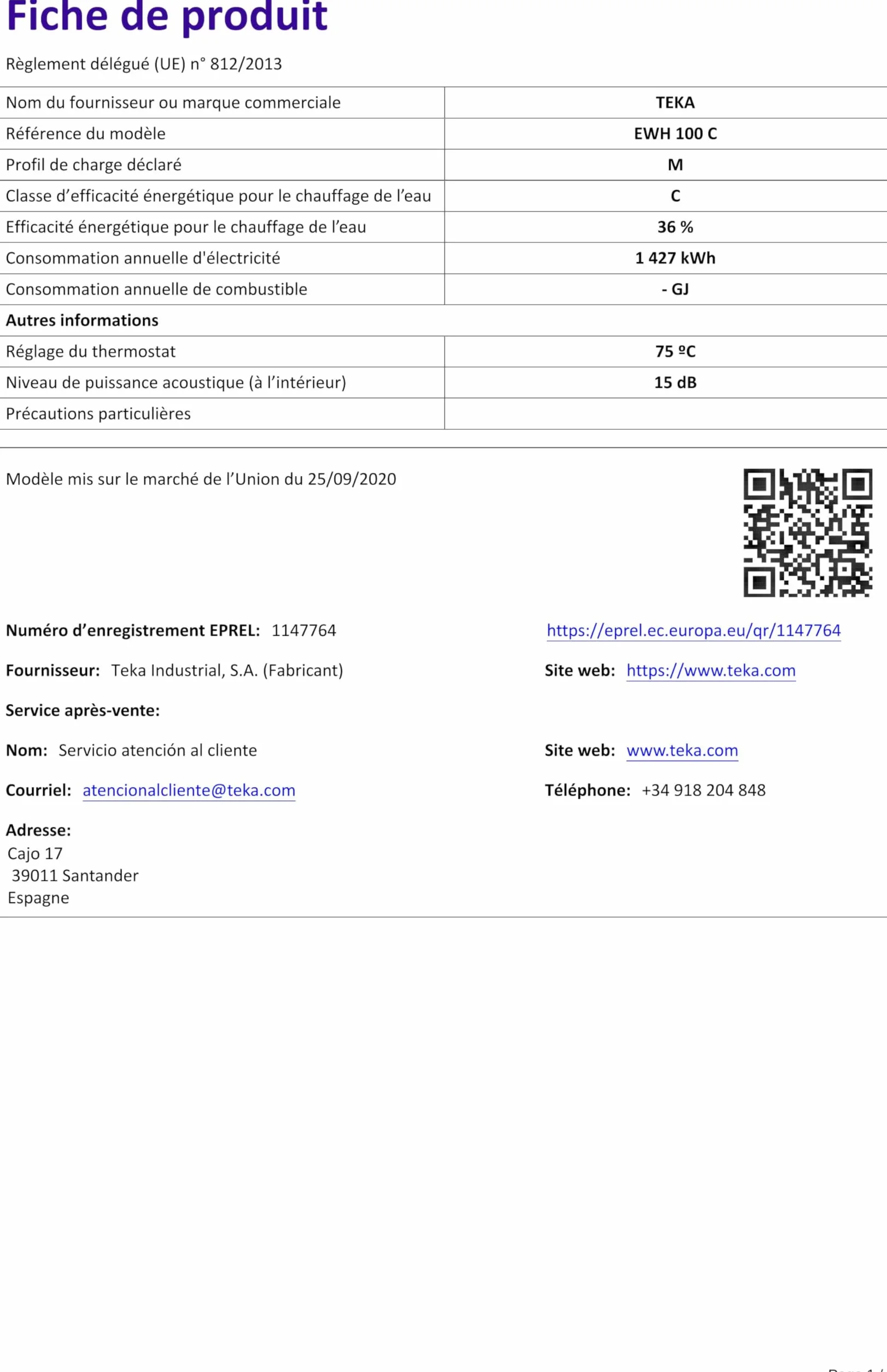 TEKA EWH100C grzejnik elektryczny