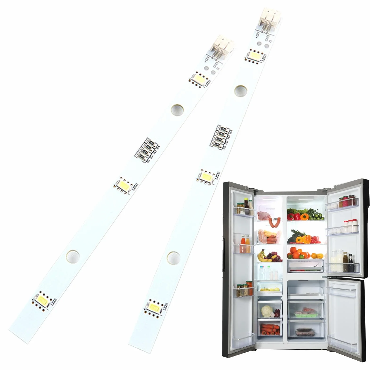 Taśma LED do lodówki, 2 sztuki, do RONGSHENG/HISENSE 1629348 (6,3 x 0,39 cala)