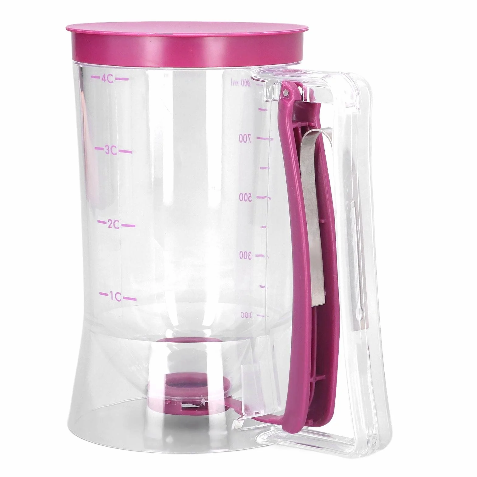 Dozownik do ciasta, dozownik ciasta, miarka, dozownik do ciast, z pokrywką i skalą, do babeczek, muffinek, naleśników, wafli, wylewania ciasta, 900 ml