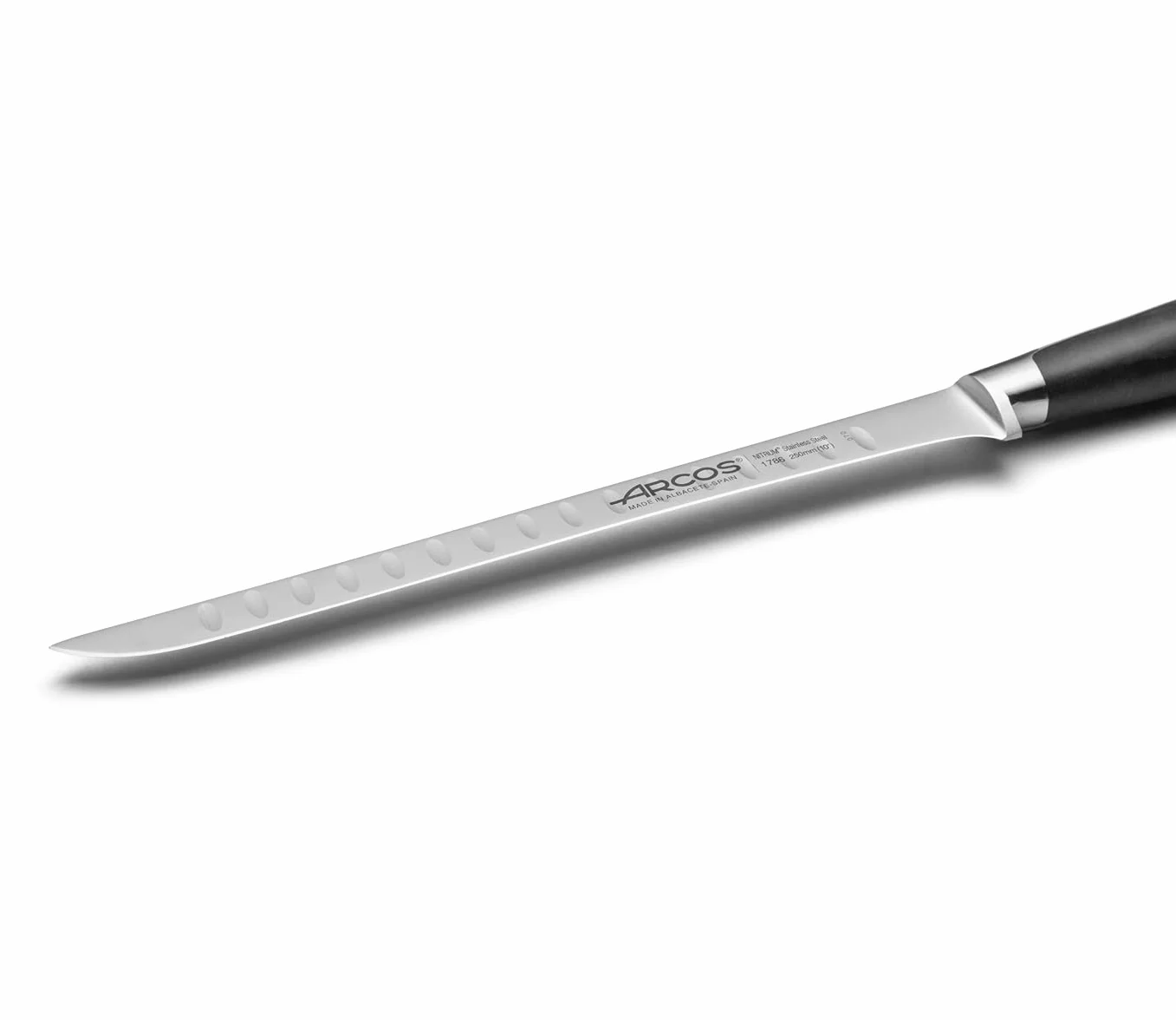 Arcos Seria Kyoto - Nóż do krojenia szynka - Ostrze Nitrum kuta stal nierdzewna 25 cm - uchwyt polioksymetylen (POM) kolor czarny
