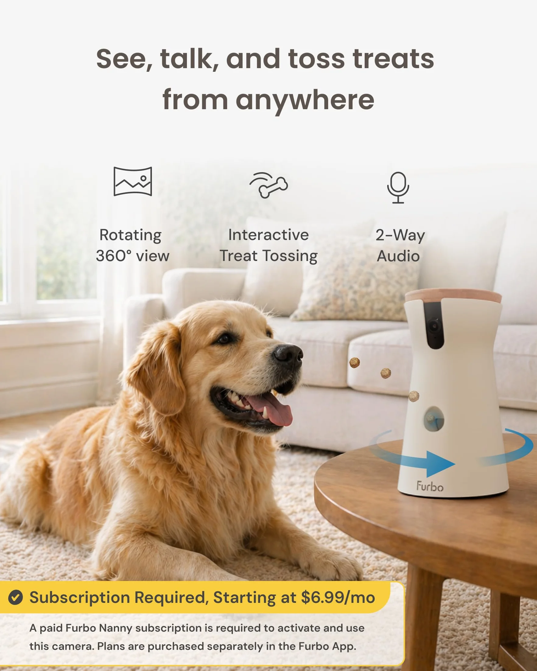 Furbo Kamera dla psów 360° z pakietem bezpieczeństwa w domu