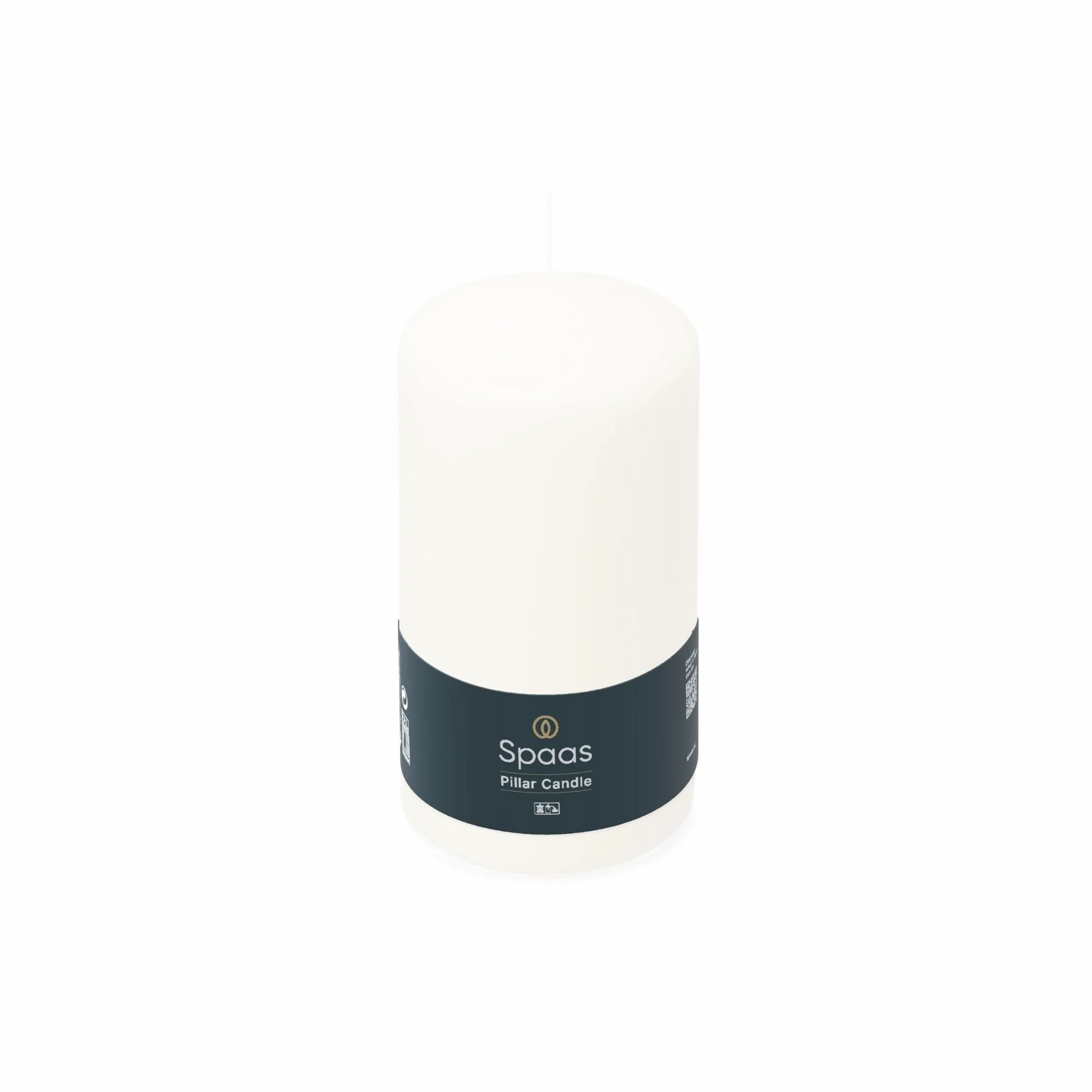 Spaas Unscented Pillar Candle 80/150 mm, 70 Hours, White