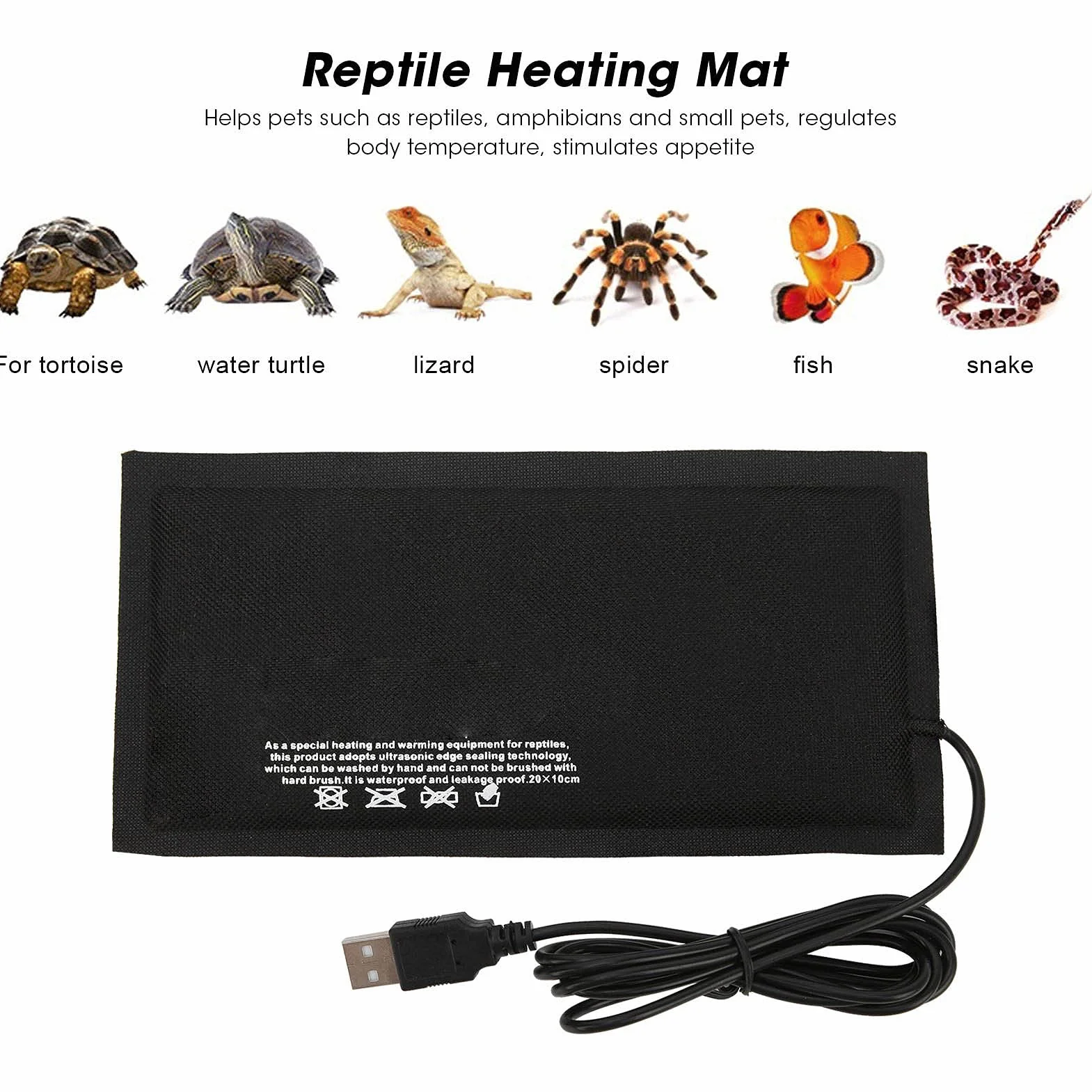 5V 2A USB Gad Podkładka grzewcza Terrarium Cieplej Mata grzewcza dla żółwi, jaszczurek, żab, węży, gadów i innych żółwi małych zwierząt(28x18cm)
