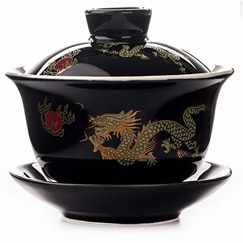 Ręcznie malowany czerwony smok Gaiwan zestaw do herbaty Teaware, kung Fu filiżanka ręcznie malowana miska do herbaty zestaw do herbaty GAI Wan miska porcelanowa filiżanka
