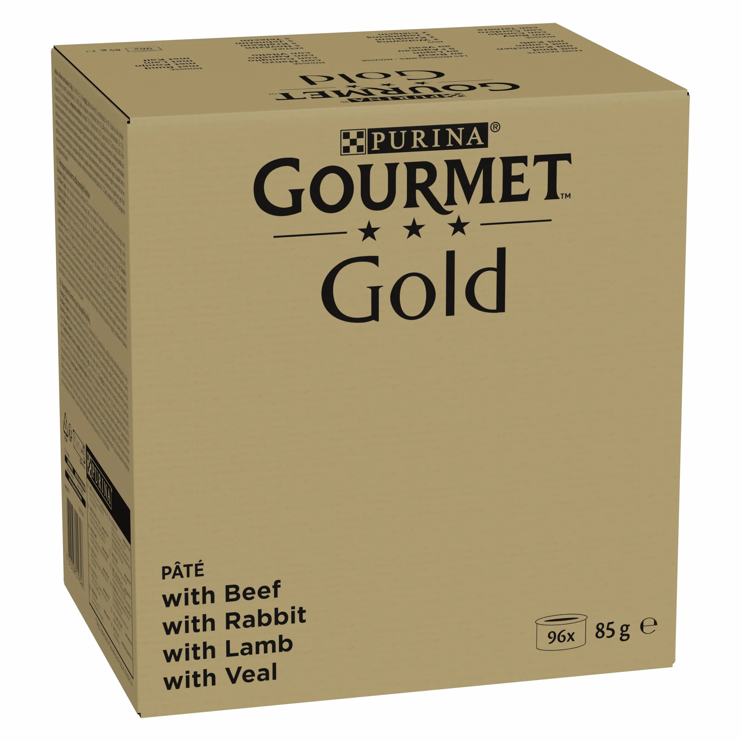 GOURMET GOLD | Karma mokra dla dorosłych kotów | Mus z Wołowiną, Królikiem, Jagnięciną, Cielęciną | 96x85g