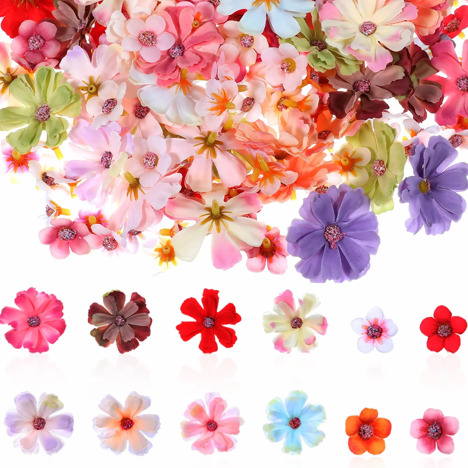 150 sztuk sztucznych kwiatów do majsterkowania, mini kolorowe, sztuczne kwiaty, do majsterkowania, na wesele, święta, imprezę, do domu, scrapbookingu, majsterkowania, sztucznych kwiatów bez łodygi, w