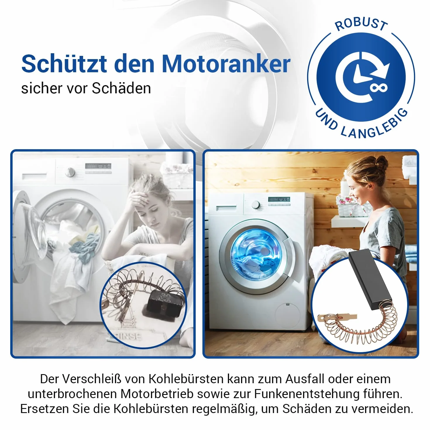 VIOKS Zestaw 2 szczotek węglowych Bosch do pralki 00154740 Bosch 4,8 mm AMP do suszarki Bosch Siemens