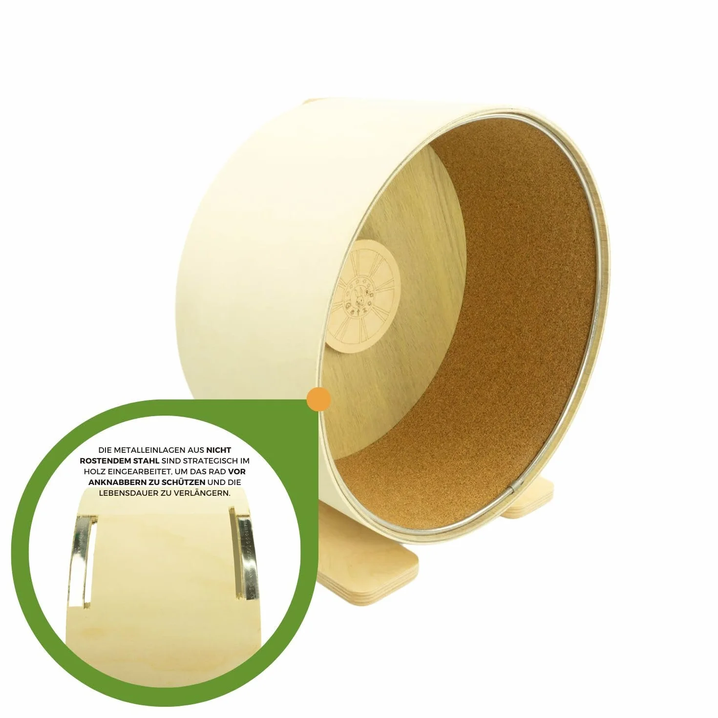 Getzoo Koło korkowe 33 cm z metalową wkładką i wymienną wkładką z korka dla gryzoni