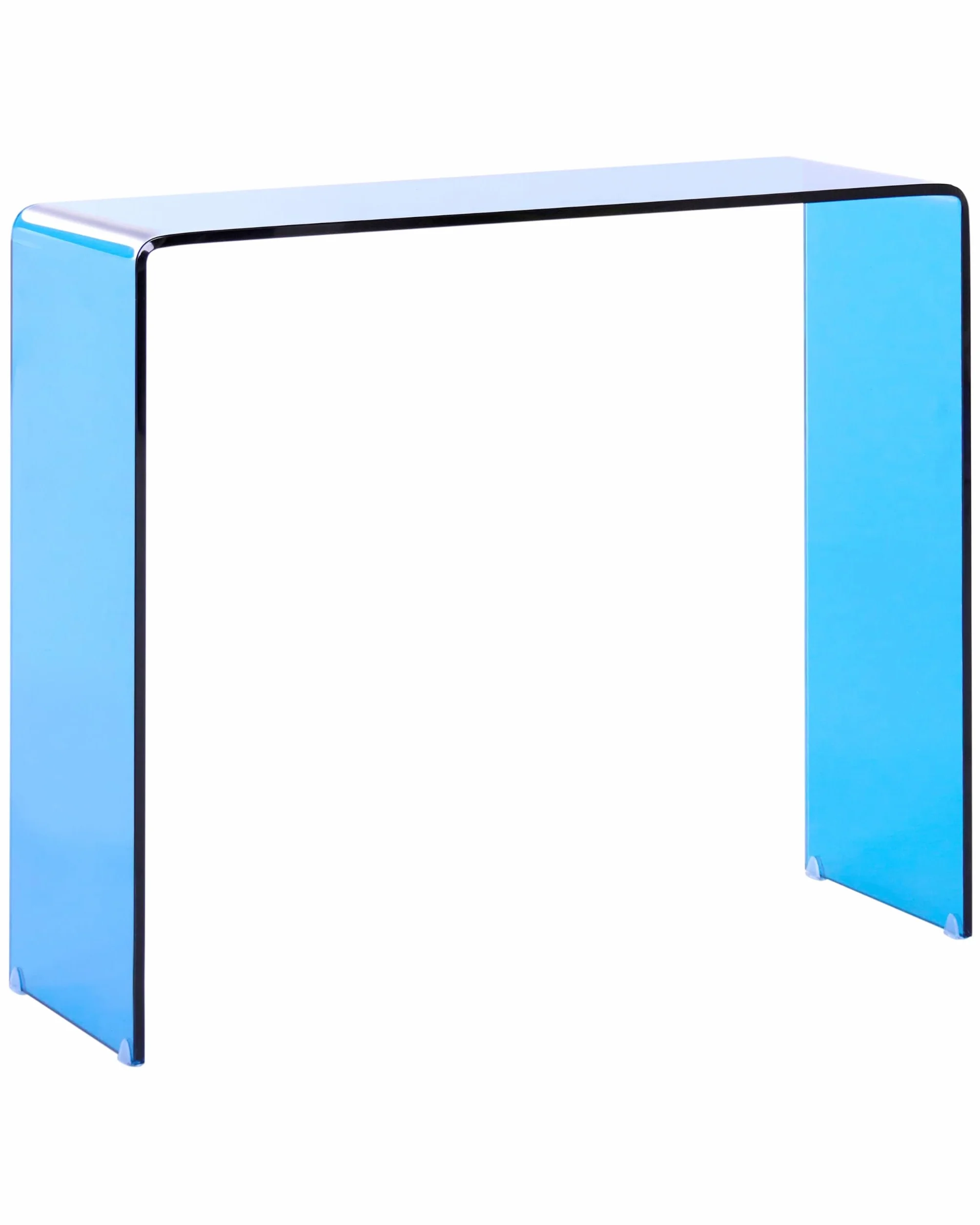 Minimalistyczna konsola hartowane przezroczyste stolik 90x30 cm niebieska szkło Kendall