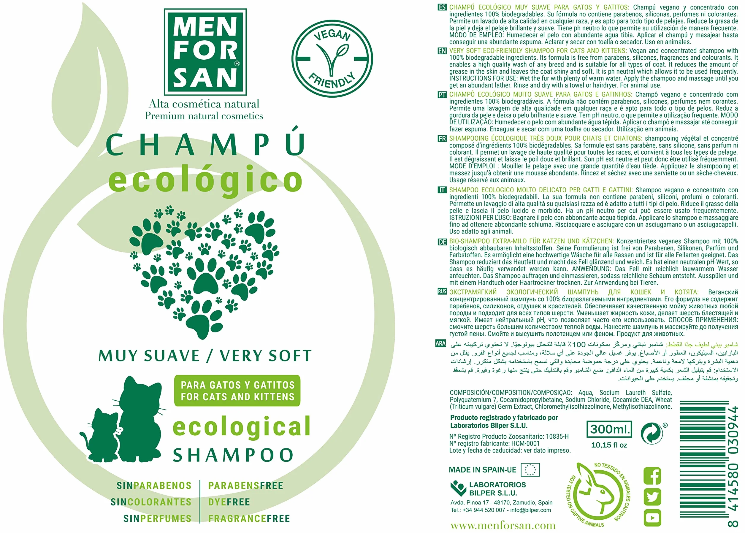 MENFORSAN Organiczny Szampon dla Kotów 300 ml