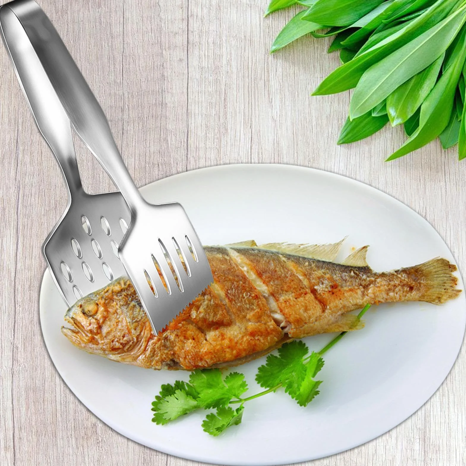 Szczypce do gotowania, szczypce do obracania ryb ze stali nierdzewnej, ergonomiczna konstrukcja, zapobiegające oparzeniom, wielofunkcyjne narzędzie kuchenne do grillowania w domu