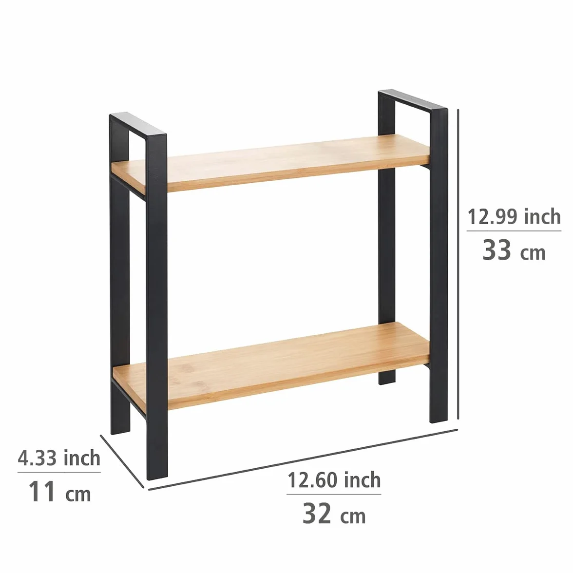 WENKO 53029100 Lou, kompaktowy regał kuchenny: (szer. x wys. x gł.): 32 x 33 x 11 cm, metal, czarny
