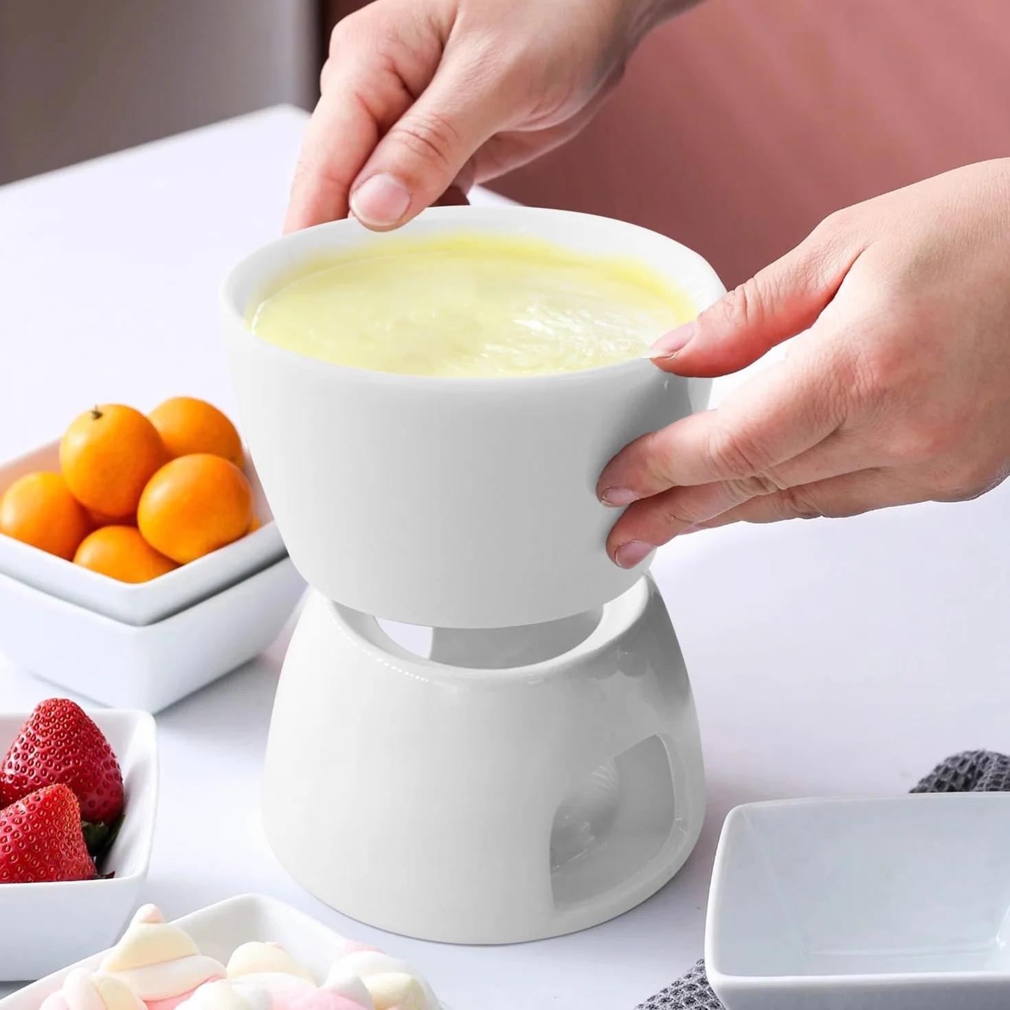 Joeji's Kitchen Fondue Chocolate Candle z kołkiem Świeca i widelcami Mini Fondue Czekolada Świeca Podgrzewana pa